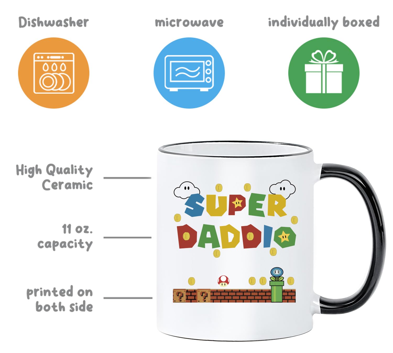 Best Gaming Gifts for Men - Retro Gameboy Coffee Mug with Nintendo Mario Design - Funny 90s Gamer Mug for Coffee & Tea Lovers - Perfect Gift for Gamers, Nintendo Fans & Retro Enthusiasts - Great for Home, Office & Gaming Room Decor