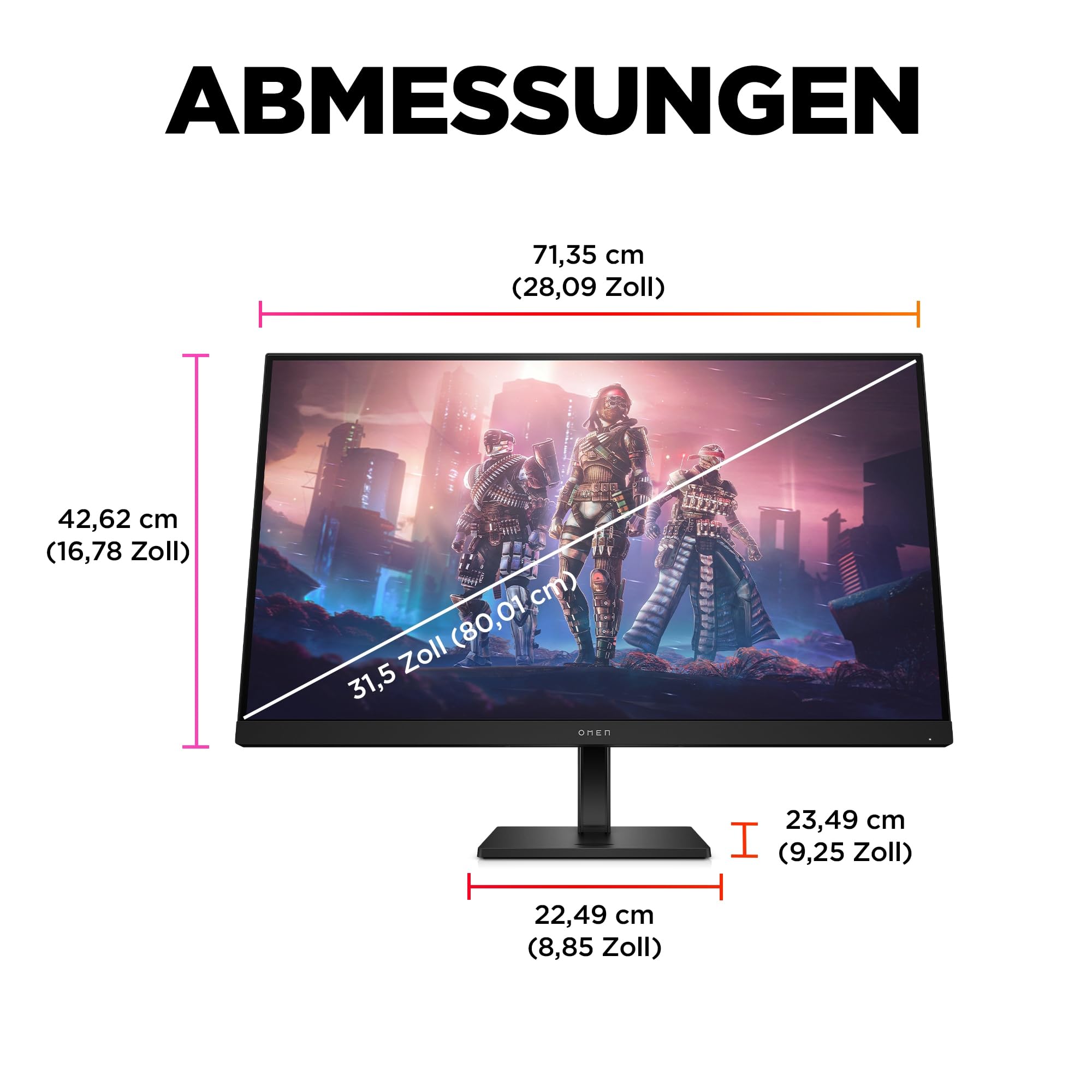 HP OMEN 32q 32-inch QHD Gaming Monitor - 165Hz Refresh Rate, 1ms Response Time, AMD FreeSync Premium - Ideal for Competitive Gaming & Immersive Entertainment