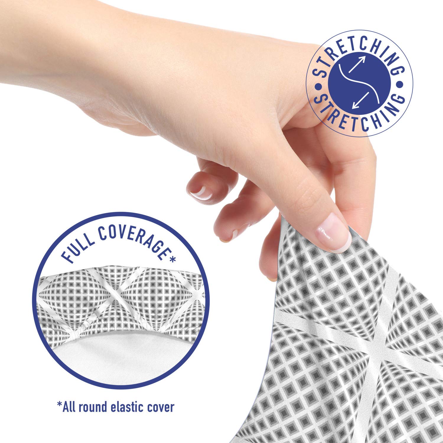 Ambesonne Grey Office Chair Slipcover - Digital Geometric Diamond Pattern with Dashed Web Lines - Stretchable & Washable Fabric Cover - Standard Size - Perfect for Home Office, Gaming Chair, or Conference Room Decor
