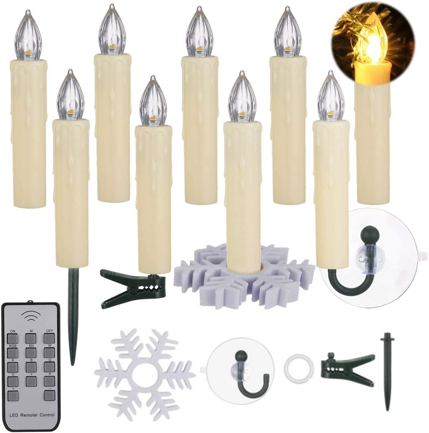 BOWKA 30PCS LED Candles with Remote - Dimmable RGB & Warm White Waterproof Flameless Candles with Holders - Perfect for Christmas Decor, Weddings, Parties, Home & Outdoor Lighting (30 Count)
