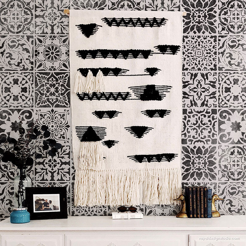 Paladeo Allover Tile Stencil - Reusable DIY Wall & Floor Stencil for Home Decor, Bathroom & Kitchen Renovation | Perfect for Painting Patterns on Tiles, Backsplash & Furniture