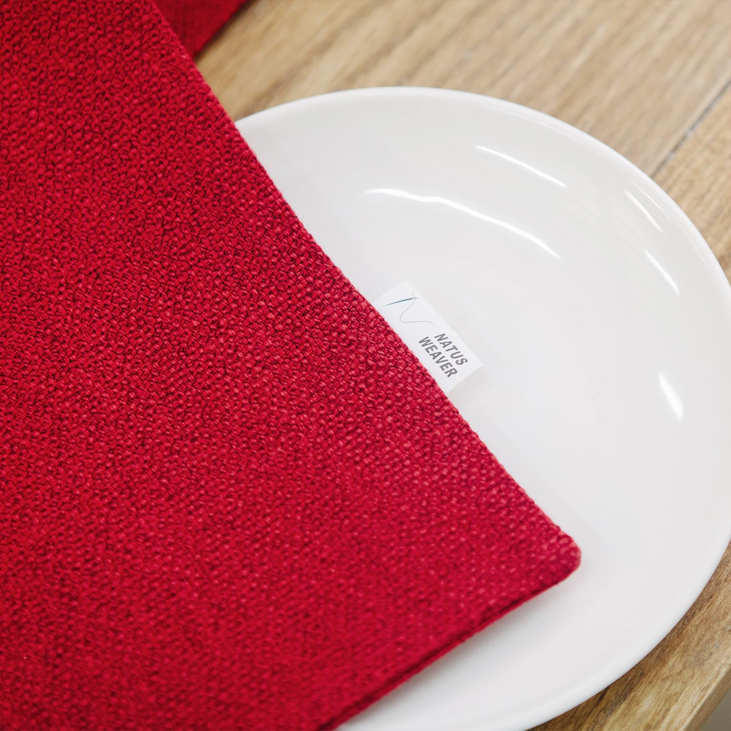 4-Piece Soft Caddice Faux Linen Placemats Set - Heat Resistant Dining Table Mats (12x18 Inches, Burgundy) for Elegant Dinner Parties & Everyday Kitchen Use