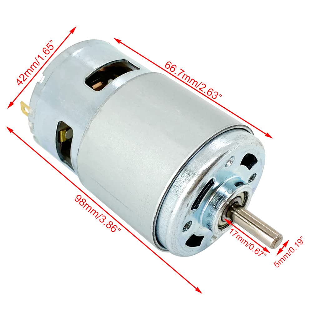 12V-24V 775 DC Motor 6000-12000 RPM High Torque Low Noise Electric Motor with Bracket - Double Ball Bearing for DIY Power Tools, Mini Angle Grinder, Table Saw, Drill - Perfect for Home Workshop & Industrial Applications