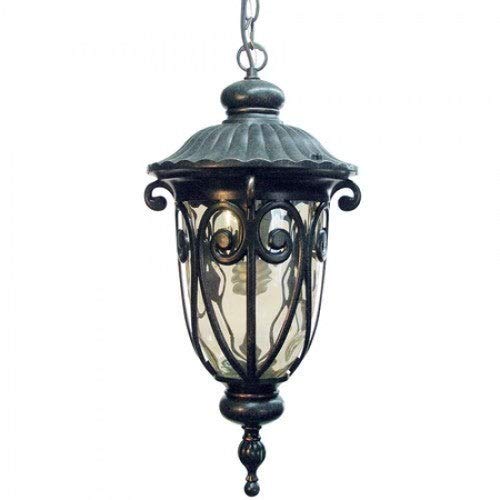 Energy Efficient 1-Light Oil Rubbed Bronze Exterior Hanging Light - Black Outdoor Wall Lantern for Porch, Patio, Garden & Entryway Lighting