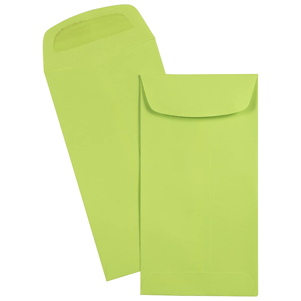 JAM PAPER #7 Coin Envelopes 3.5x6.5 - Lime Green (250/Box) for Business & Crafts