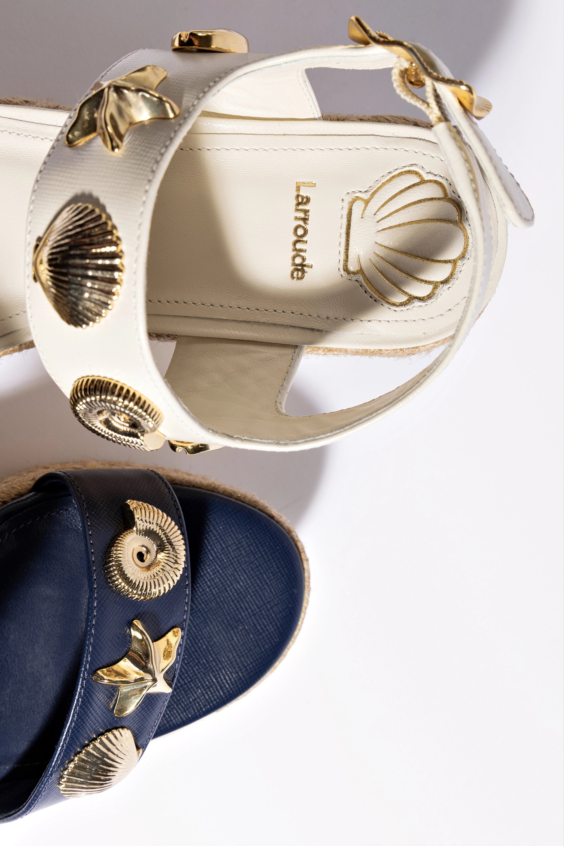 Madison Hi Espadrille Women's Navy Blue Saffiano Leather Wedge Sandals - Perfect for Summer Beach Vacations & Casual Outings