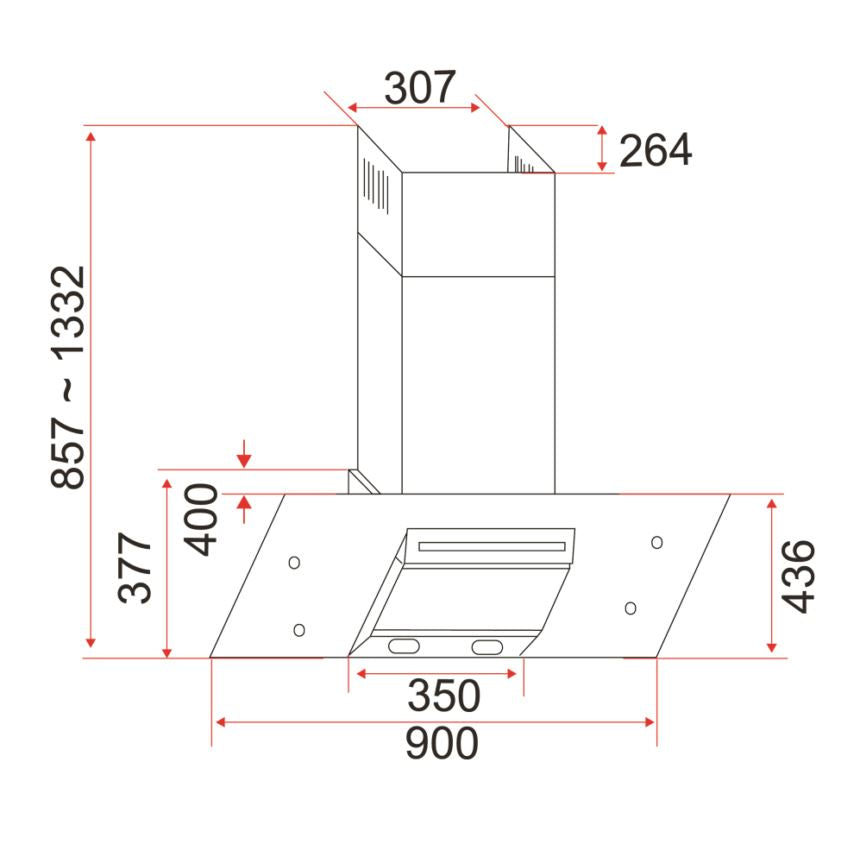 EF CH AG30 30-Inch Stainless Steel Range Hood - Powerful 900 CFM Kitchen Ventilation with LED Lights, Quiet Operation - Perfect for Modern Kitchens, Apartments, and Open Concept Homes