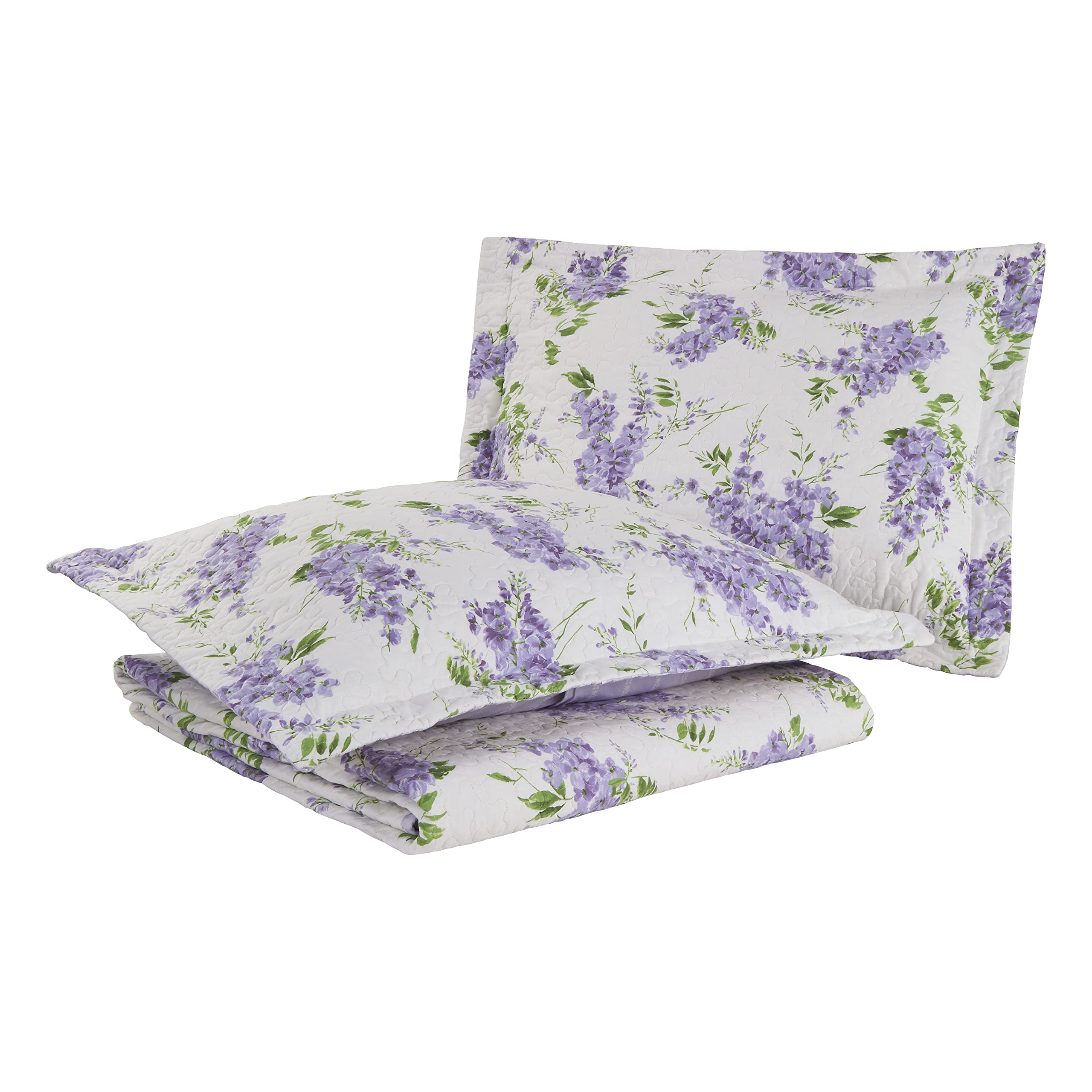 Laura Ashley Queen Quilt Set - Reversible 100% Cotton Bedding with Matching Shams | Lightweight All-Season Comforter | Keighley Lilac Floral Design | Perfect for Master Bedroom, Guest Room & Cozy Home Decor
