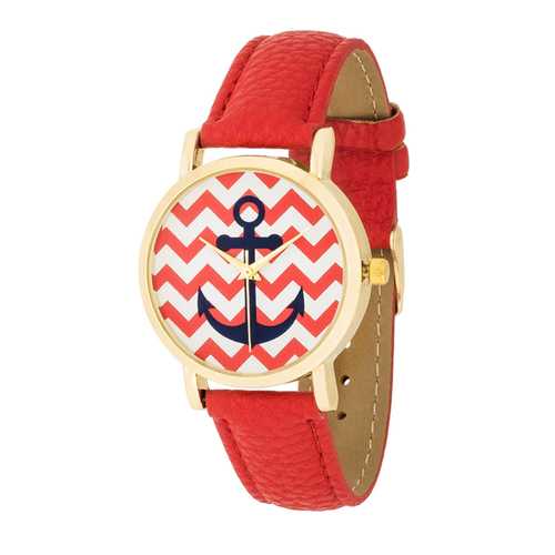 Premium Nautical Red Leather Watch for Men - Waterproof & Stylish - Perfect for Diving, Sailing & Everyday Wear