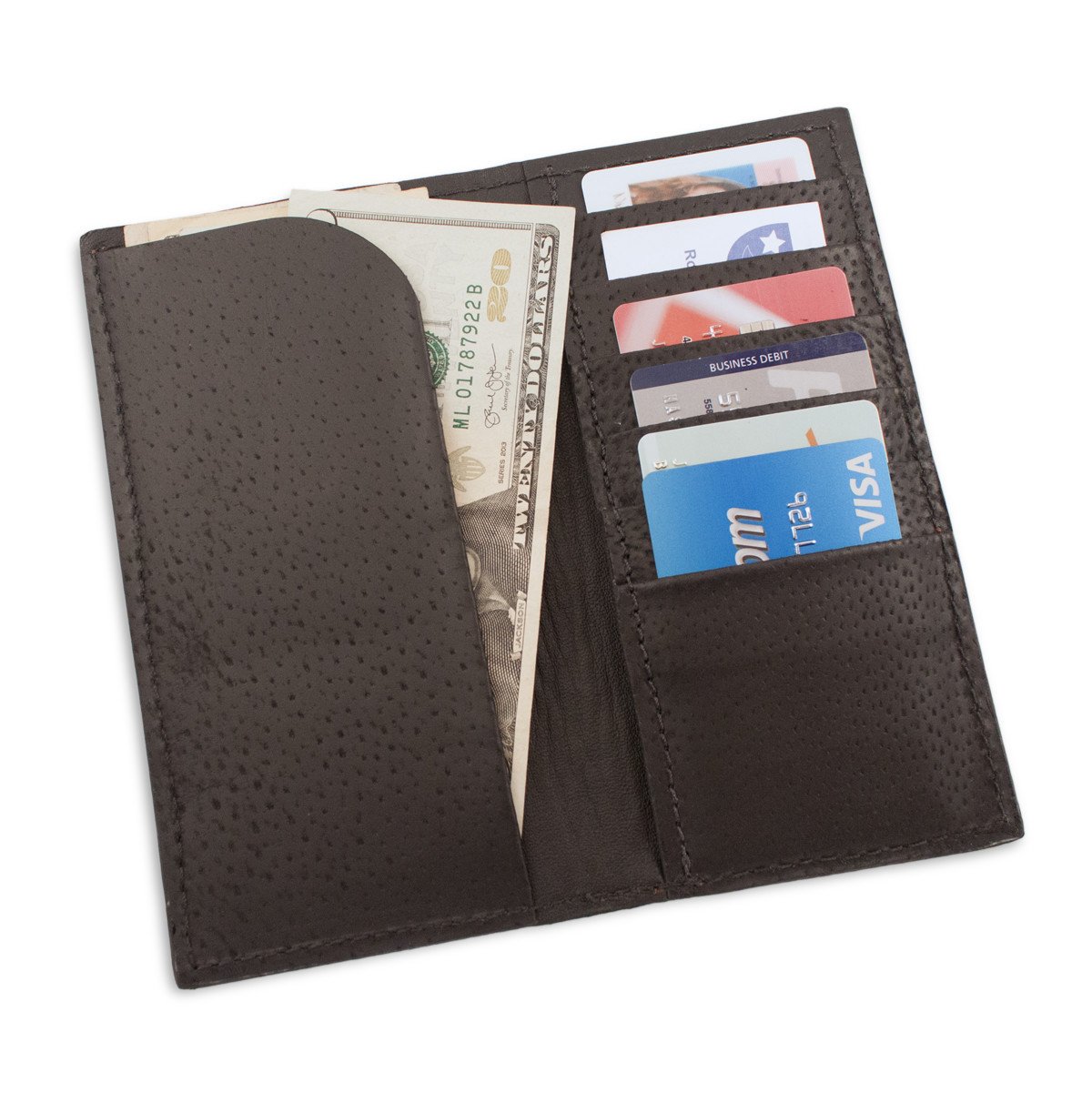 Authentic Ostrich Leather Rodeo Checkbook Wallet - Western Style Bifold Wallet for Cowboy, Rancher & Outdoor Enthusiasts