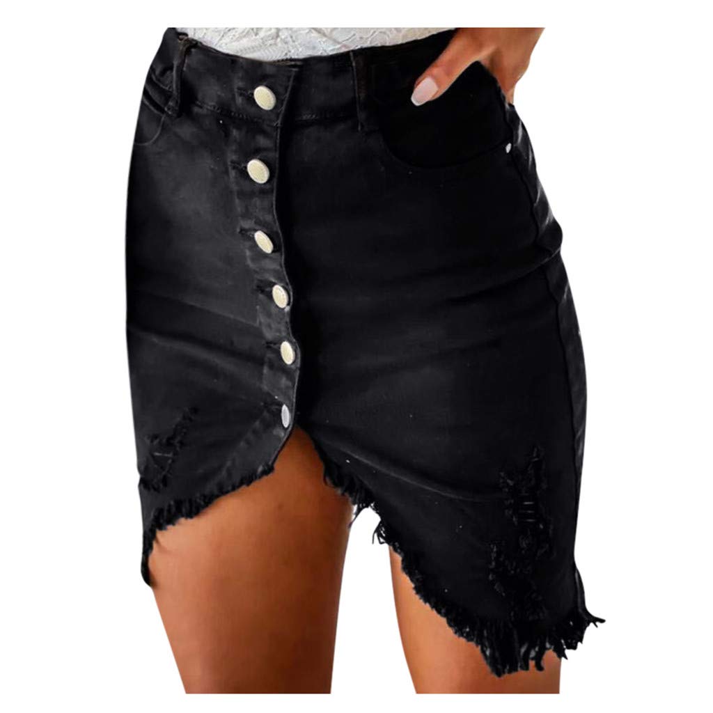 Split Women's Denim Skirt - Fashion Button Front Design, Summer Open Style for Casual Outfits & Beach Wear
