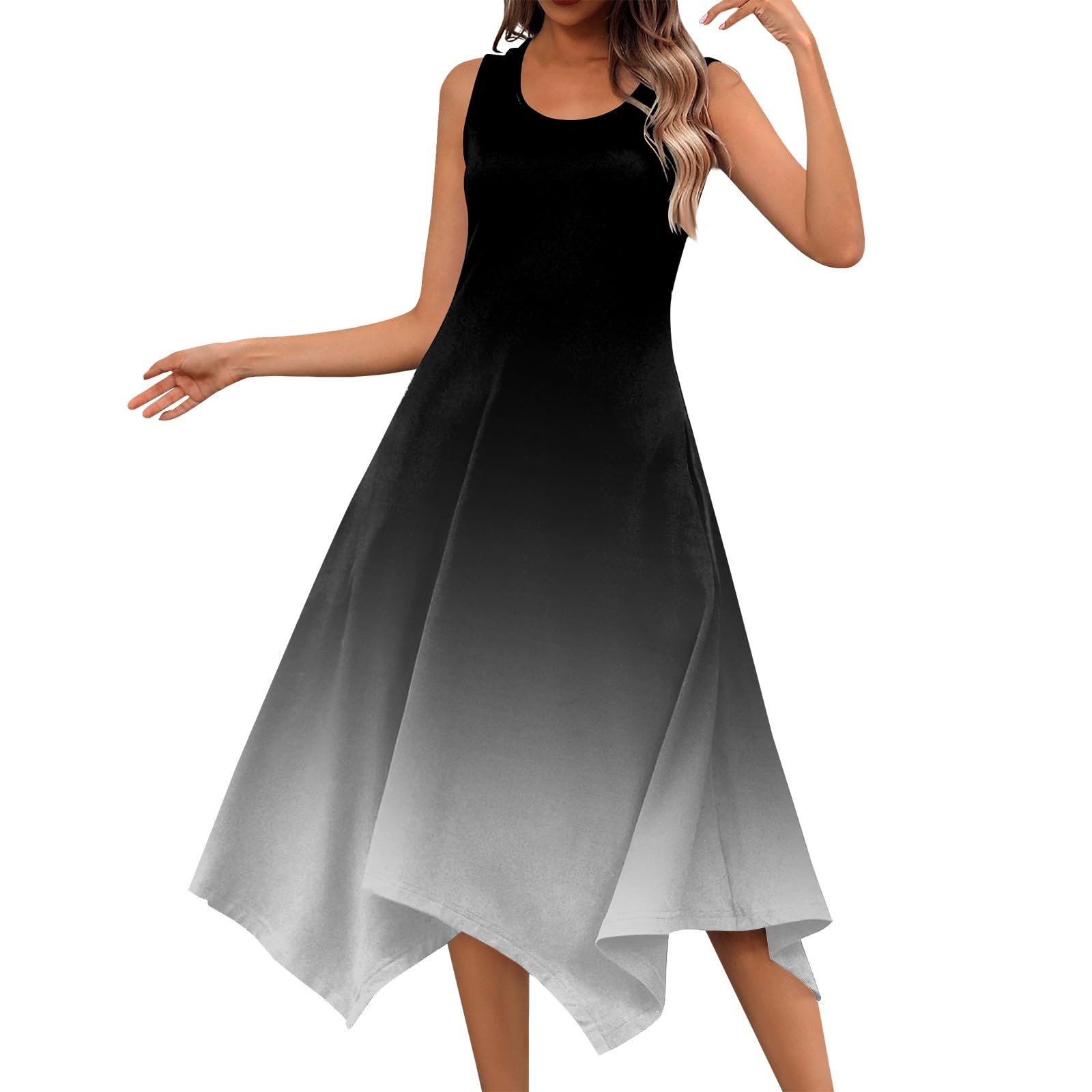 2024 Women's Summer Dresses - Casual Sleeveless Round Neck High Waist A-Line Sundress | Perfect for Beach Vacation, Outdoor Parties & Daily Wear