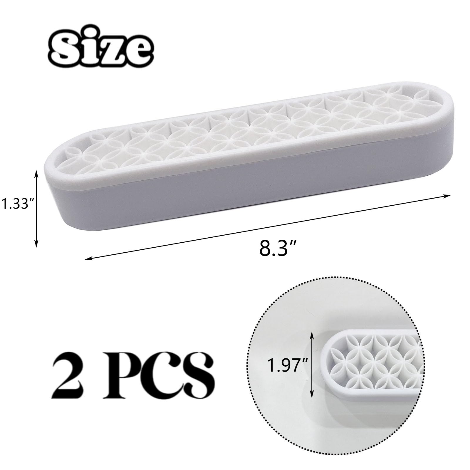 2 Pack Silicone Makeup Brush Holder - Waterproof Cosmetic Organizer for Brushes, Pens & Tools - Compact Desktop Storage Box (White) - Perfect for Vanity, Bathroom & Travel