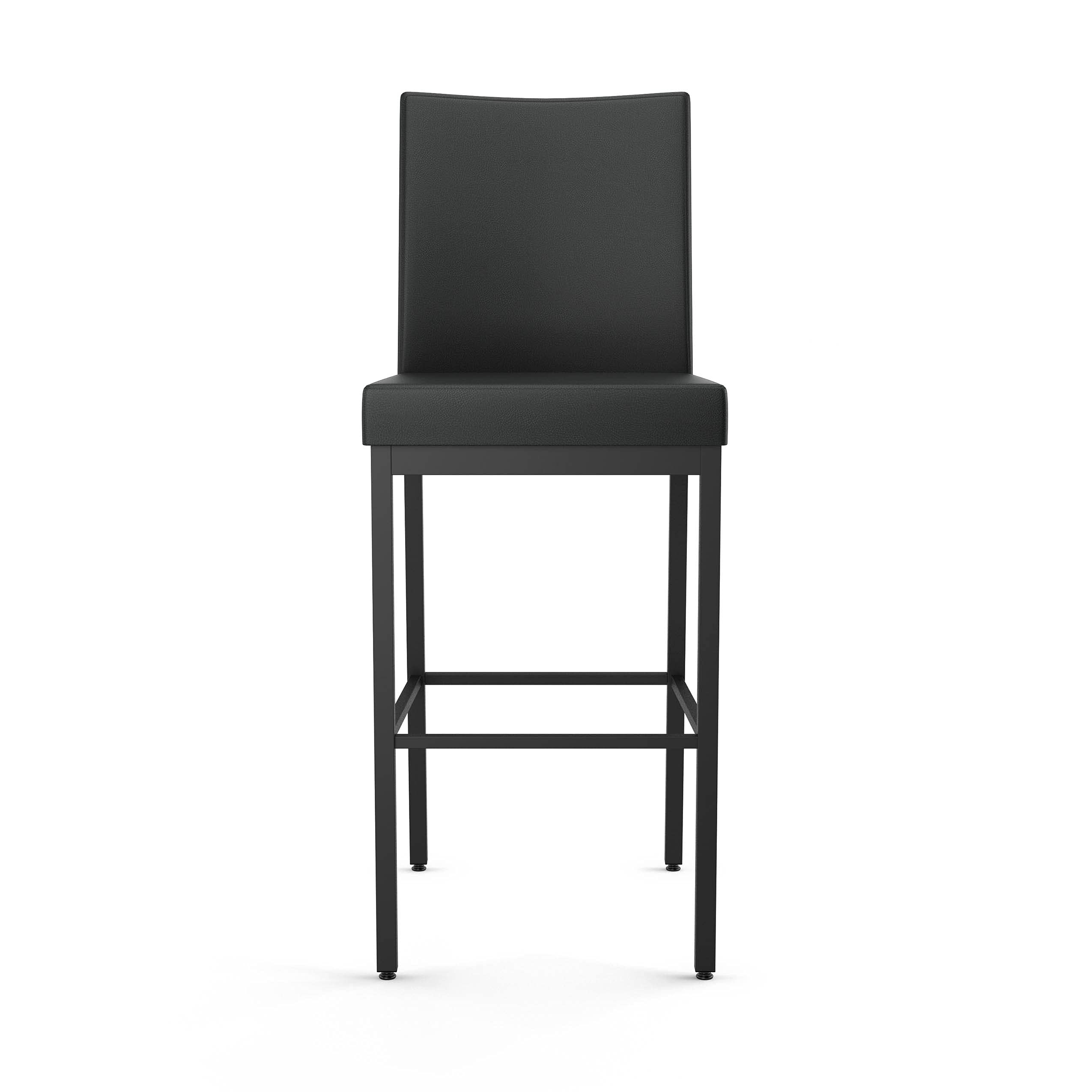 Amisco Perry 30 Inch Bar Stool - Charcoal Black & Brown Faux Leather Seat with Black Metal Frame - Perfect for Kitchen Island, Home Bar & Breakfast Nook