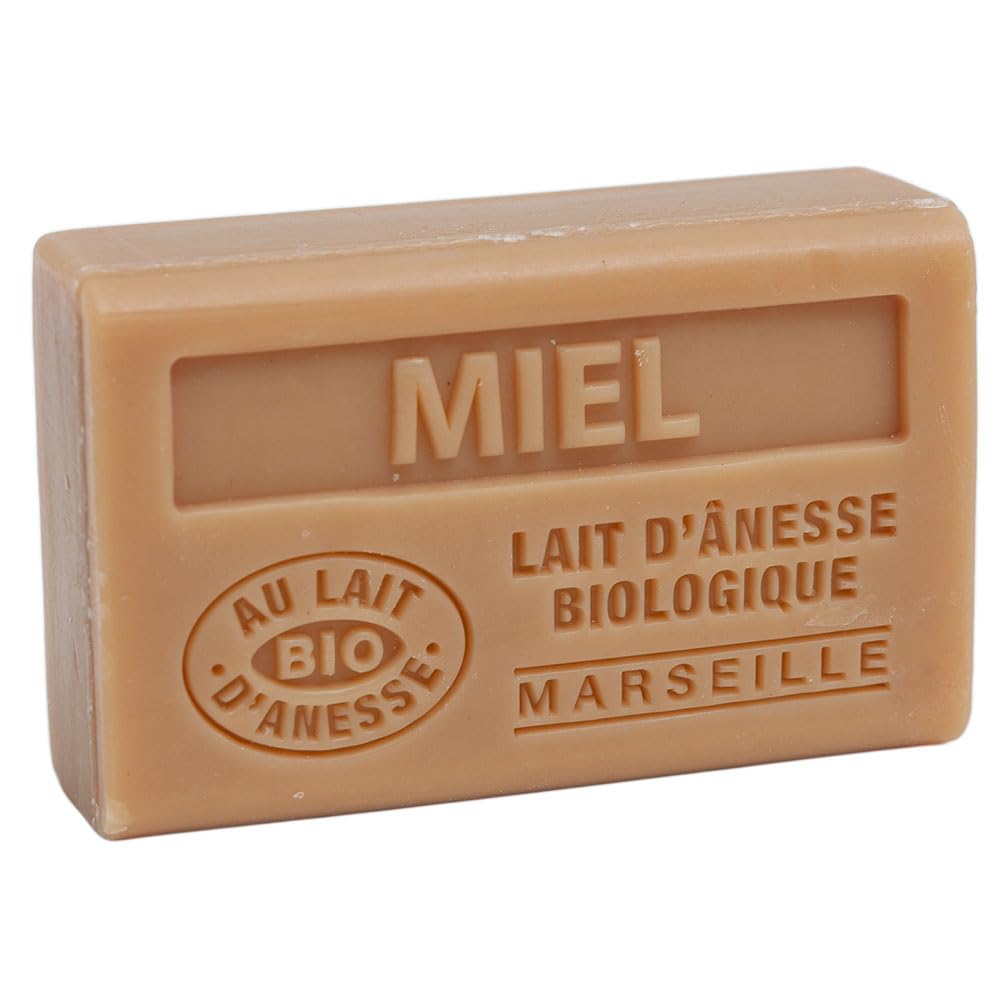 Organic Donkey Milk French Soap - Provence Marseille Honey Scented Bar (60g) - Natural Skin Care for Dry & Sensitive Skin - Perfect for Bath, Shower & Gift Giving