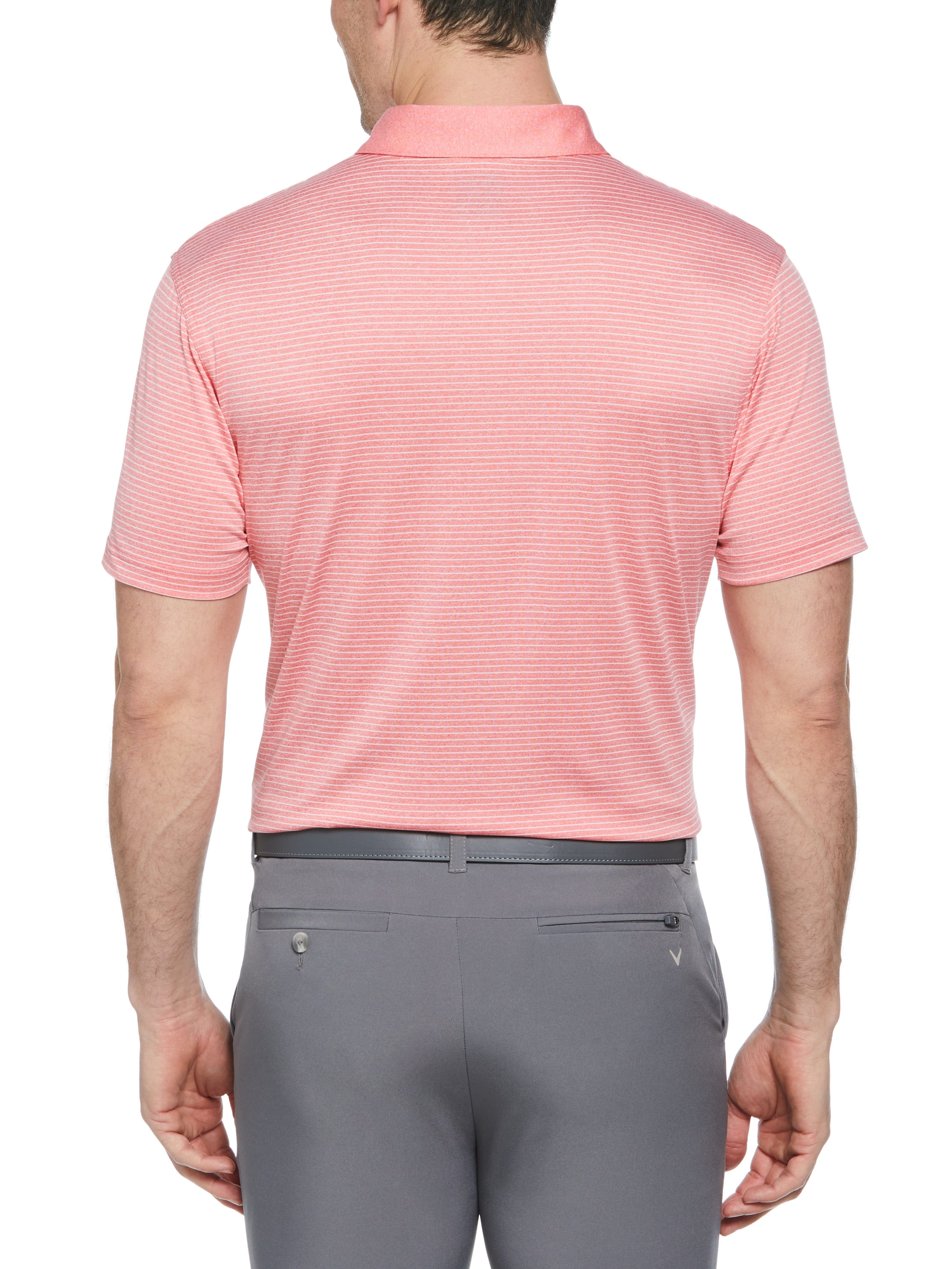 Men's Heather Micro Stripe Golf Polo Shirt - Breathable & Moisture-Wicking Performance Top for Golf, Casual Wear & Outdoor Activities