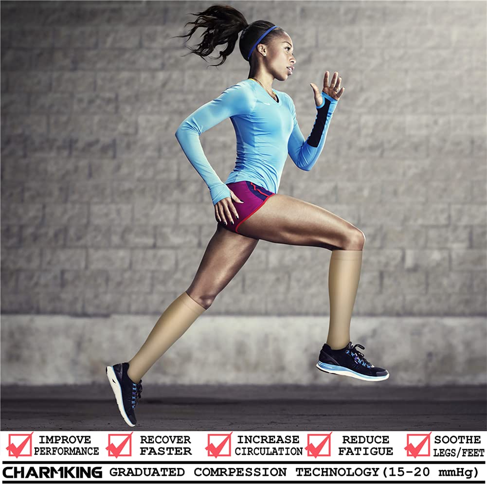 CHARMKING 15-20 mmHg Compression Socks for Women & Men - 8 Pairs - Best Support for Running, Hiking, Travel & Work - Improve Blood Circulation & Reduce Swelling - Ideal for Athletes, Nurses & Long Flights