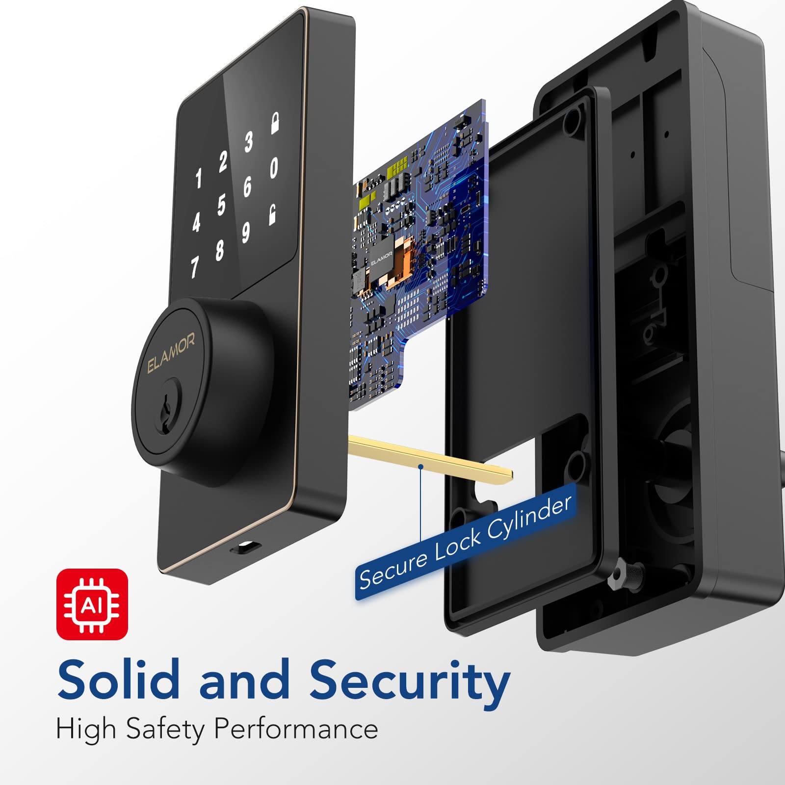 Smart Bluetooth Door Lock - Keyless Entry Touchscreen Keypad, Easy Installation, App Control & Multi-User Codes, Waterproof Electronic Deadbolt for Enhanced Home Security | Perfect for Front Doors, Apartments & Vacation Rentals