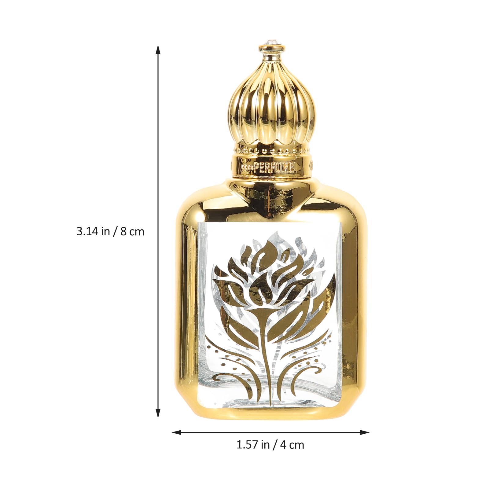 2-Pack Gold Essential Oil Roller Bottles - Glass Islamic Muslim Perfume Roller Bottles with Crown Cap, Empty Aromatherapy Containers for DIY Perfume & Sample Bottles - Perfect for Travel, Gifts & Spiritual Use