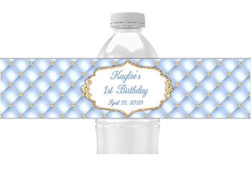 Personalized Royal Baby Shower Water Bottle Labels - 25 Pack Waterproof Peel & Stick Wrappers for Bottles - Perfect for Baby Showers, Gender Reveals & Party Decorations