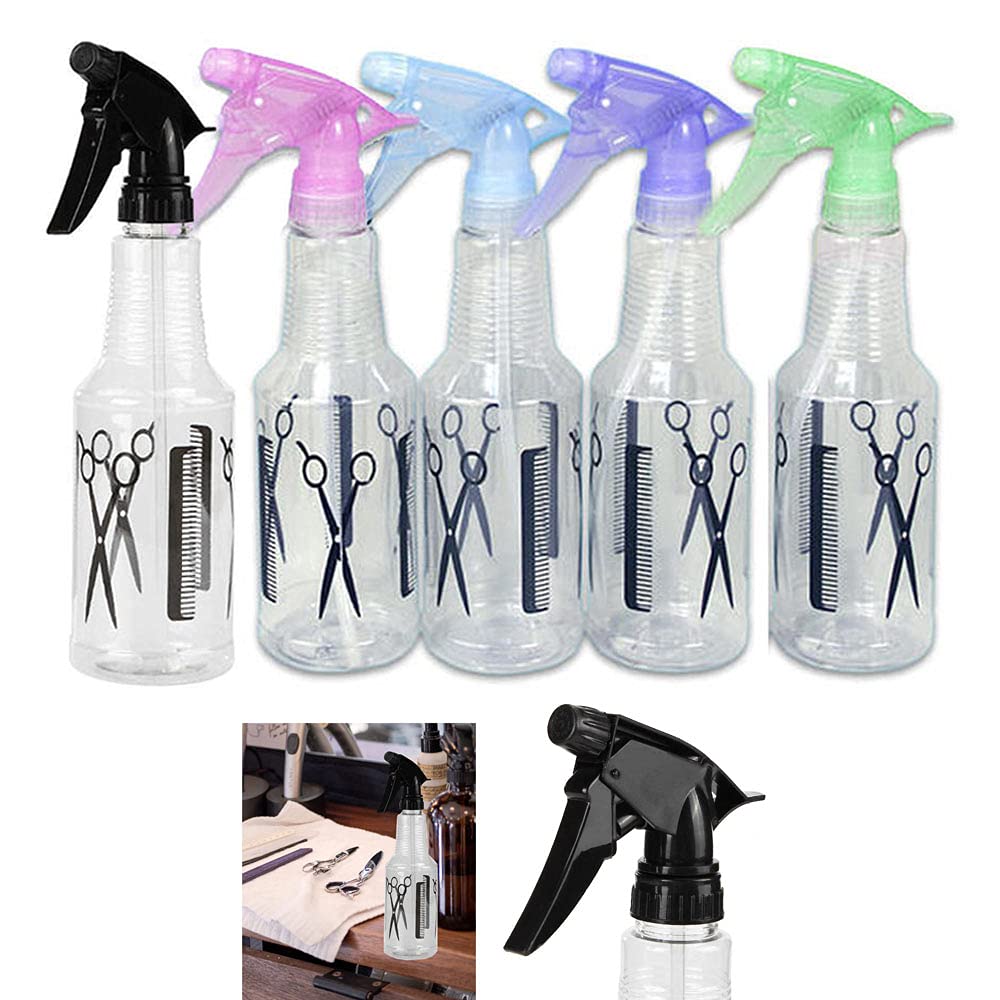6 Pack Hairdressing Mist Spray Bottles - Professional Salon & Barber Hair Water Sprayer Tools for Styling, Conditioning & Dampening - Perfect for Salons, Home Use & Travel