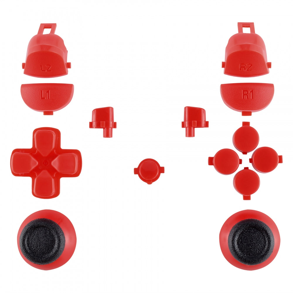ExtremeRate Solid Red Thumbsticks & Buttons Replacement Kit for PS4 Pro/Slim Controller - Compatible with CUH-ZCT2, JDM-040/050/055 & SP4J0101 Models - Perfect for Gaming, Customization & Controller Repair