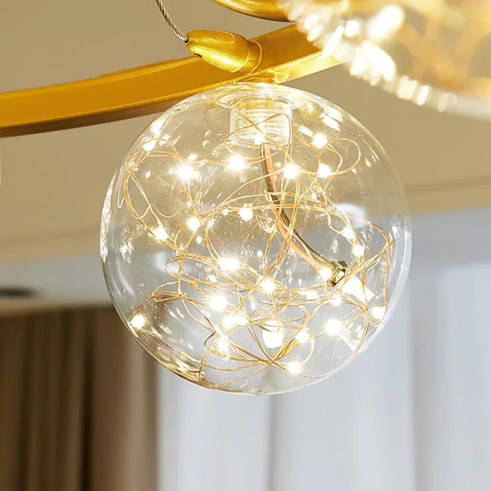 Modern Gold Wavy Multi Glass Ball Pendant Light - Elegant Dining Room & Kitchen Island Lighting Fixture