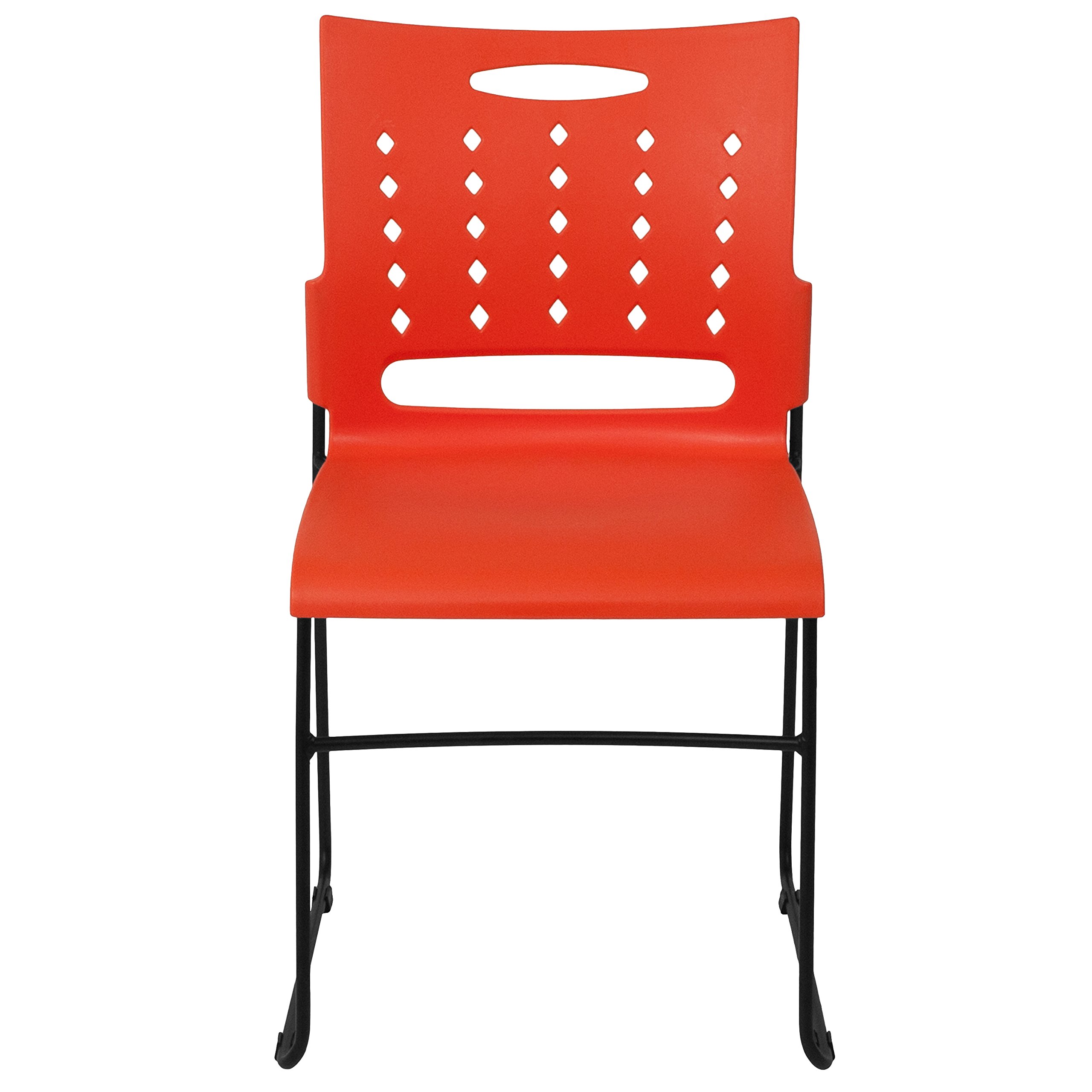 Flash Furniture 5-Pack HERCULES Series 881 lb Capacity Orange Sled Base Stack Chairs with Air-Vent Back - Heavy Duty Stackable Chairs for Banquet Halls, Conference Rooms & Event Venues