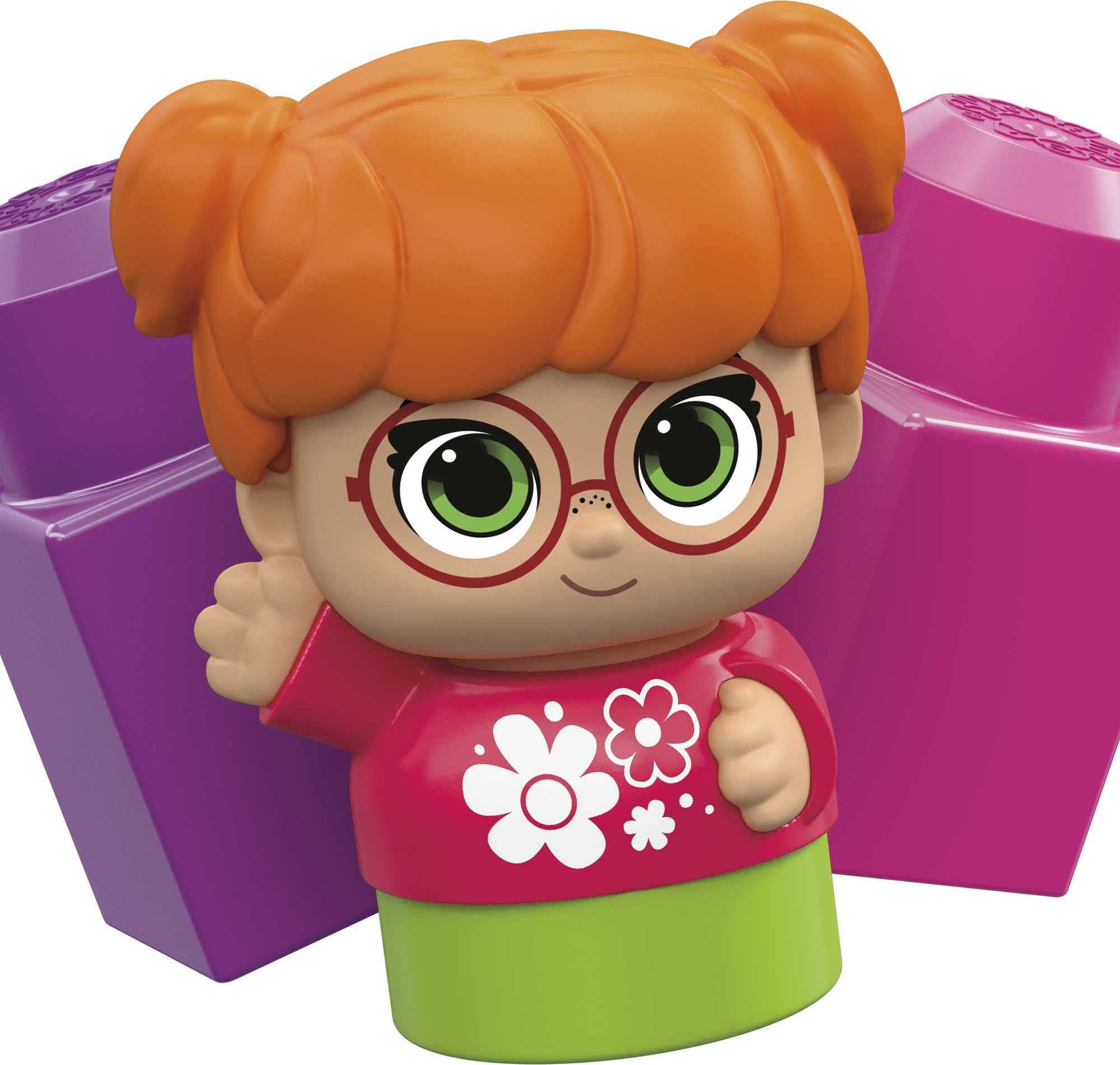 Mega BLOKS First Builders Toddler Building Blocks Toy Set - 6 Piece Pink Catie Convertible with Storage & Figure - STEM Learning Toys for Kids Ages 1+ - Perfect for Early Childhood Development & Creative Play at Home or Preschool