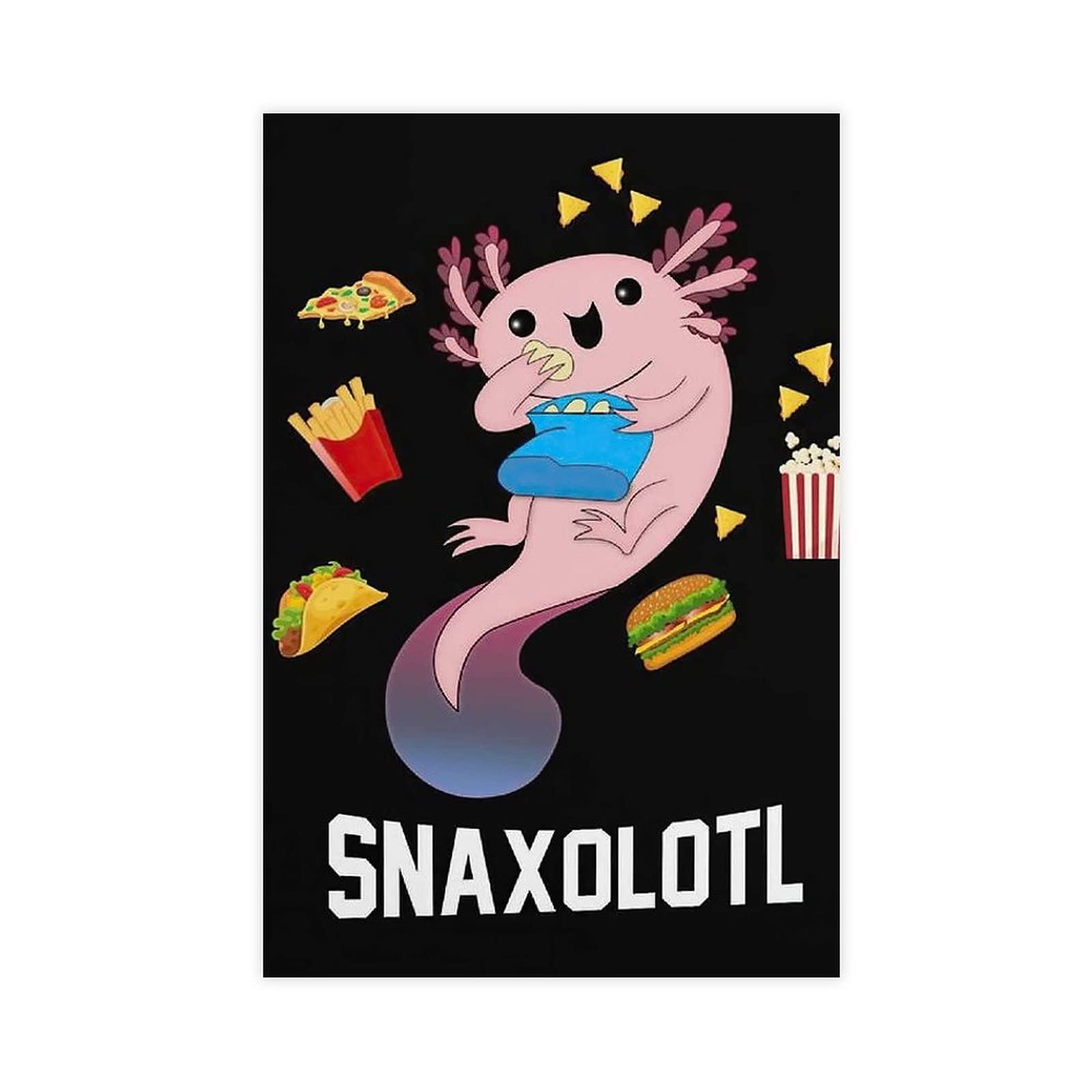 Funny Axolotl Wall Art Print - Cute Cartoon Axolotl Poster for Bedroom, Living Room & Office Decor - 12x18 Inches (30x45cm) Unframed - Perfect for Kids Rooms, Dorm Aesthetics & Gift Giving