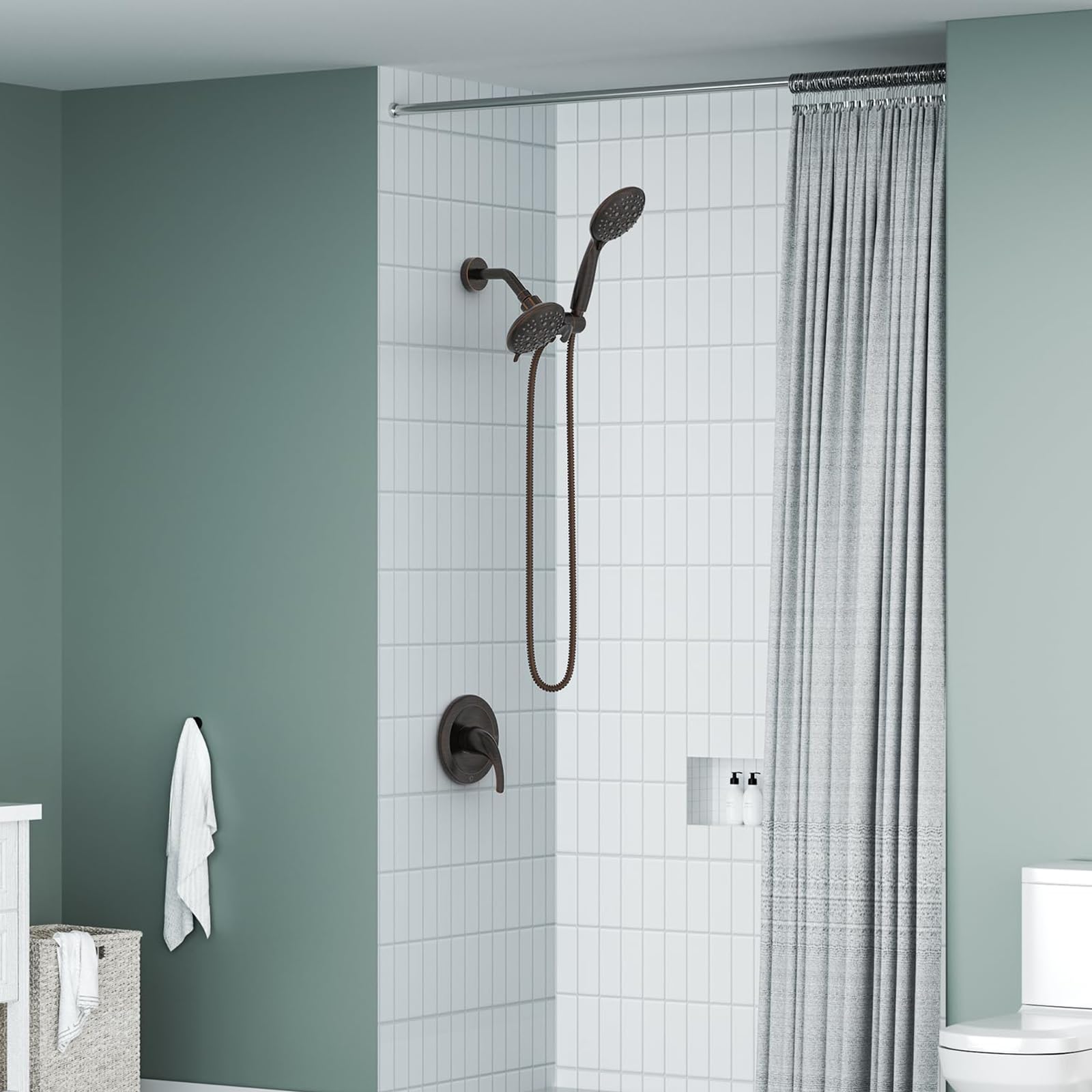 SR SUN RISE 3-Way Rainfall Shower Faucet Set - Oil Rubbed Bronze Shower Head with Handheld Sprayer & 71