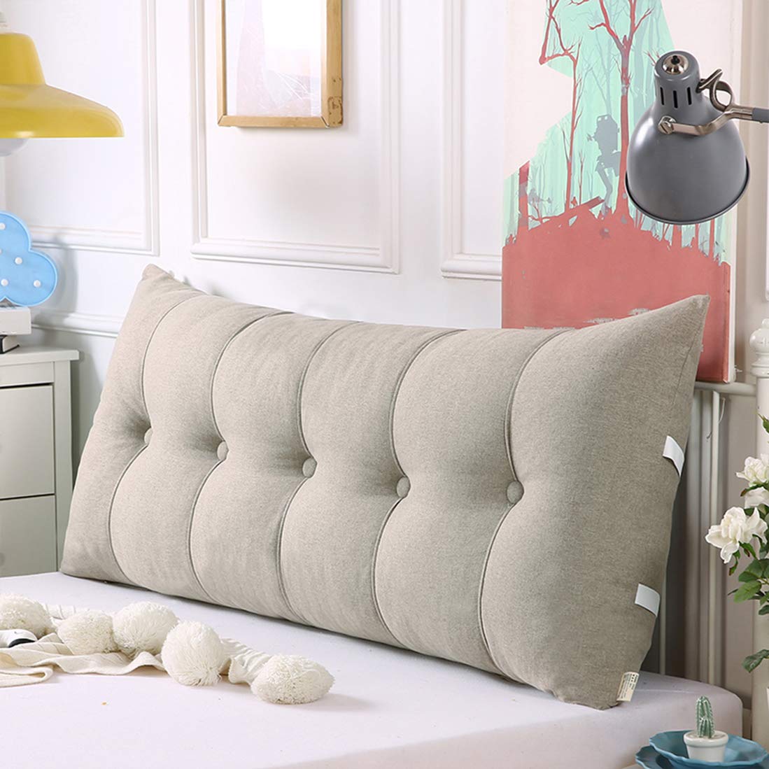 **ZYFA Wedge Cushion Bedrest Pillow - Adjustable Back Support for Reading, Relaxing & Sleeping - Upholstered Headboard Wedge Pillow for Adults - Perfect for Beds, Sofas & Recliners**