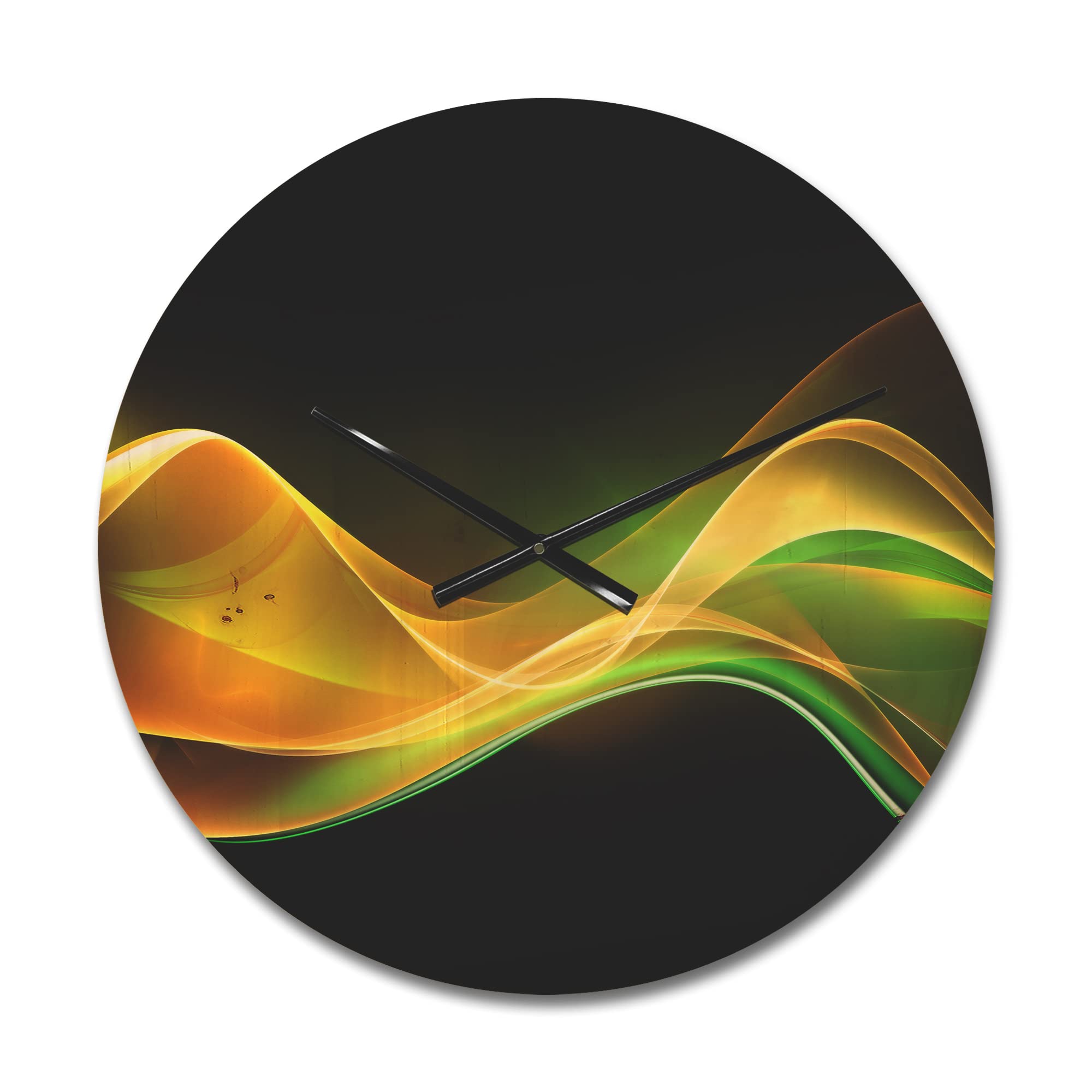3D Green Gold Wave Design Modern Wood Wall Clock - Large Decorative Oversized Wooden Clock for Living Room, Bedroom & Office Décor | Perfect for Home, Office & Gift Giving