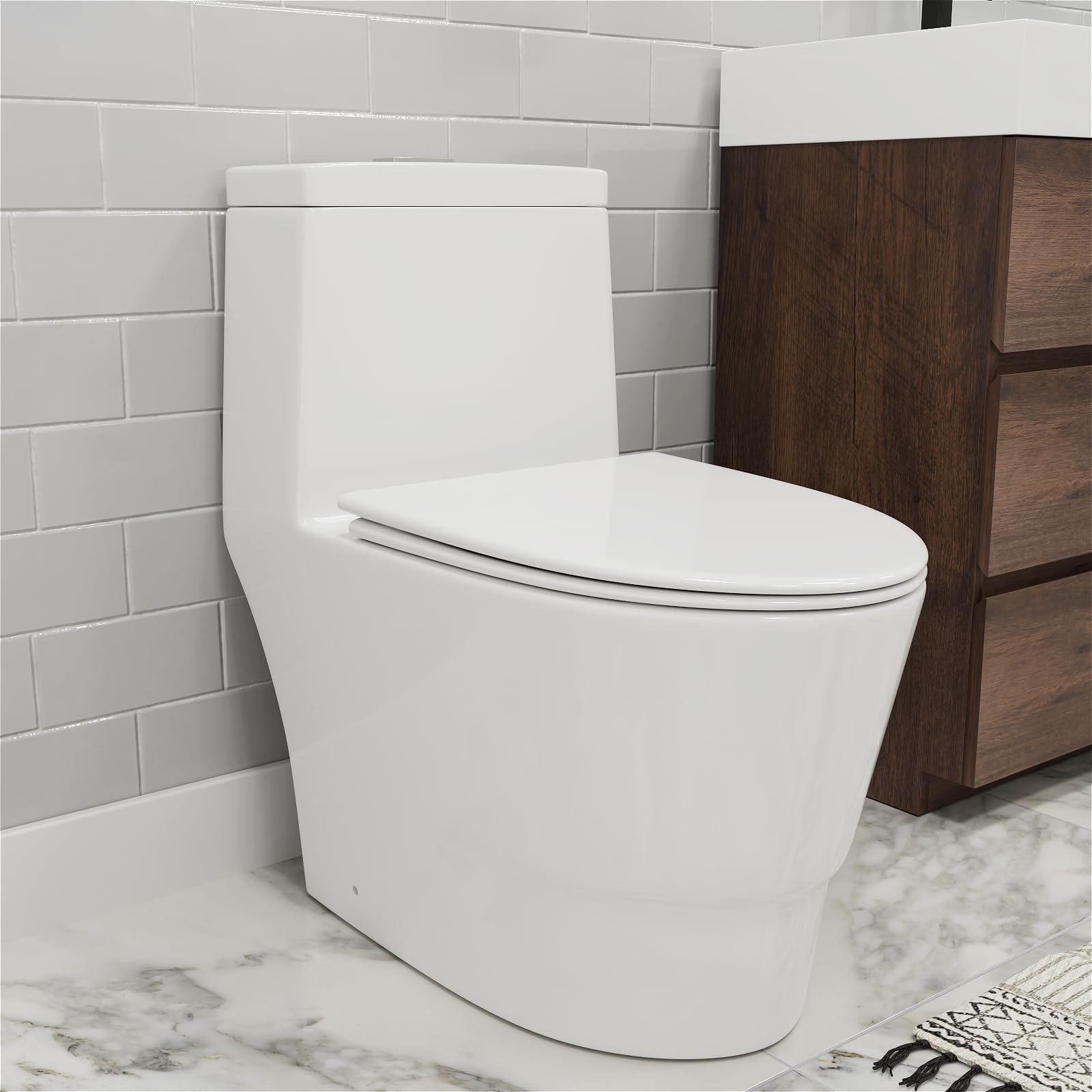 Dual Flush Elongated One Piece Toilet - 12