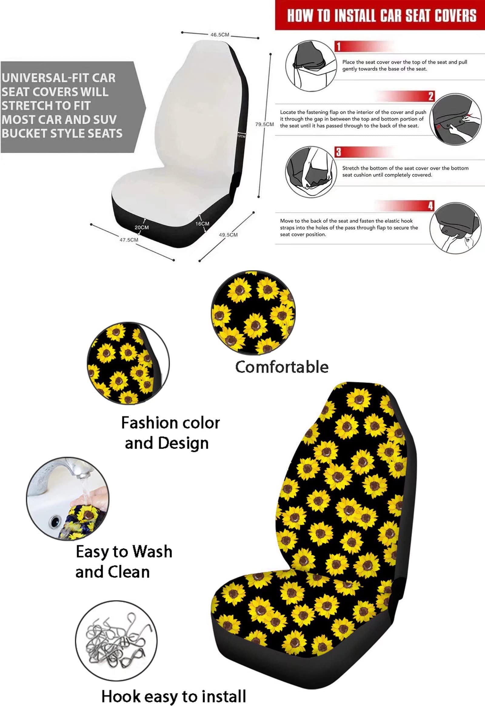Sage Green Floral Car Seat Cover Set for Women - 12-Piece Cute Aesthetic Car Accessories with Steering Wheel Cover | Perfect for Daily Commute, Road Trips & Car Interior Decoration