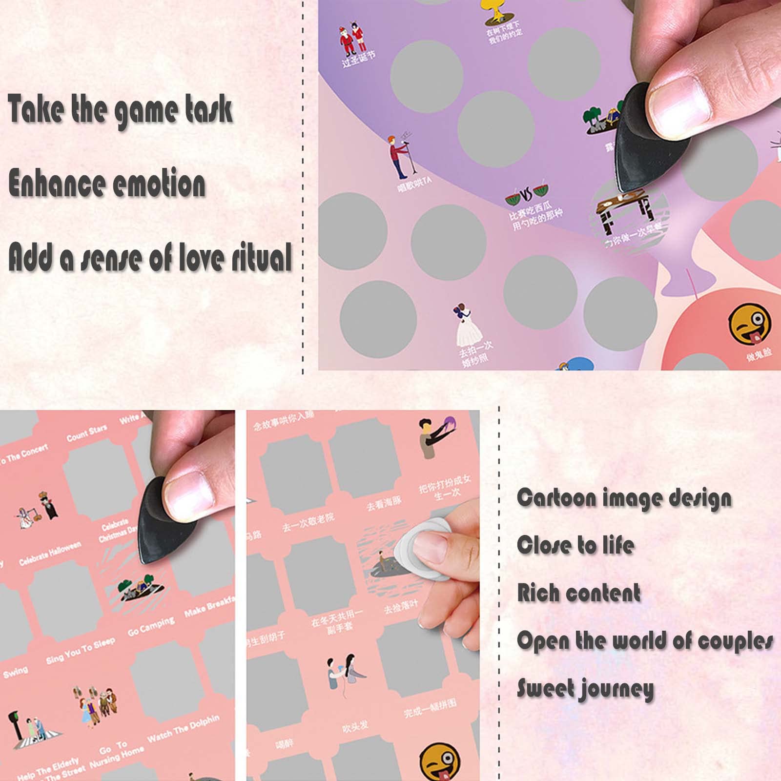 Puledow 100 Dates Scratch Off Poster - Romantic Couples Bucket List Game for Date Nights & Anniversary Gifts (No Frame Included) - Perfect for Valentine's Day, Anniversaries, and Relationship Building Activities