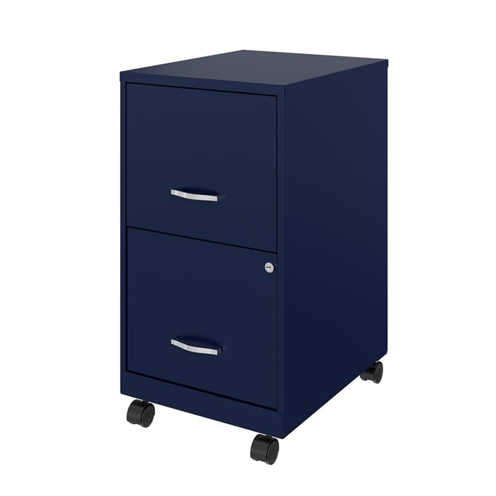 Home Square 2-Drawer Mobile Filing Cabinet Set in Navy (Set of 2) - Office Organization & Document Storage Solution for Home or Business Use