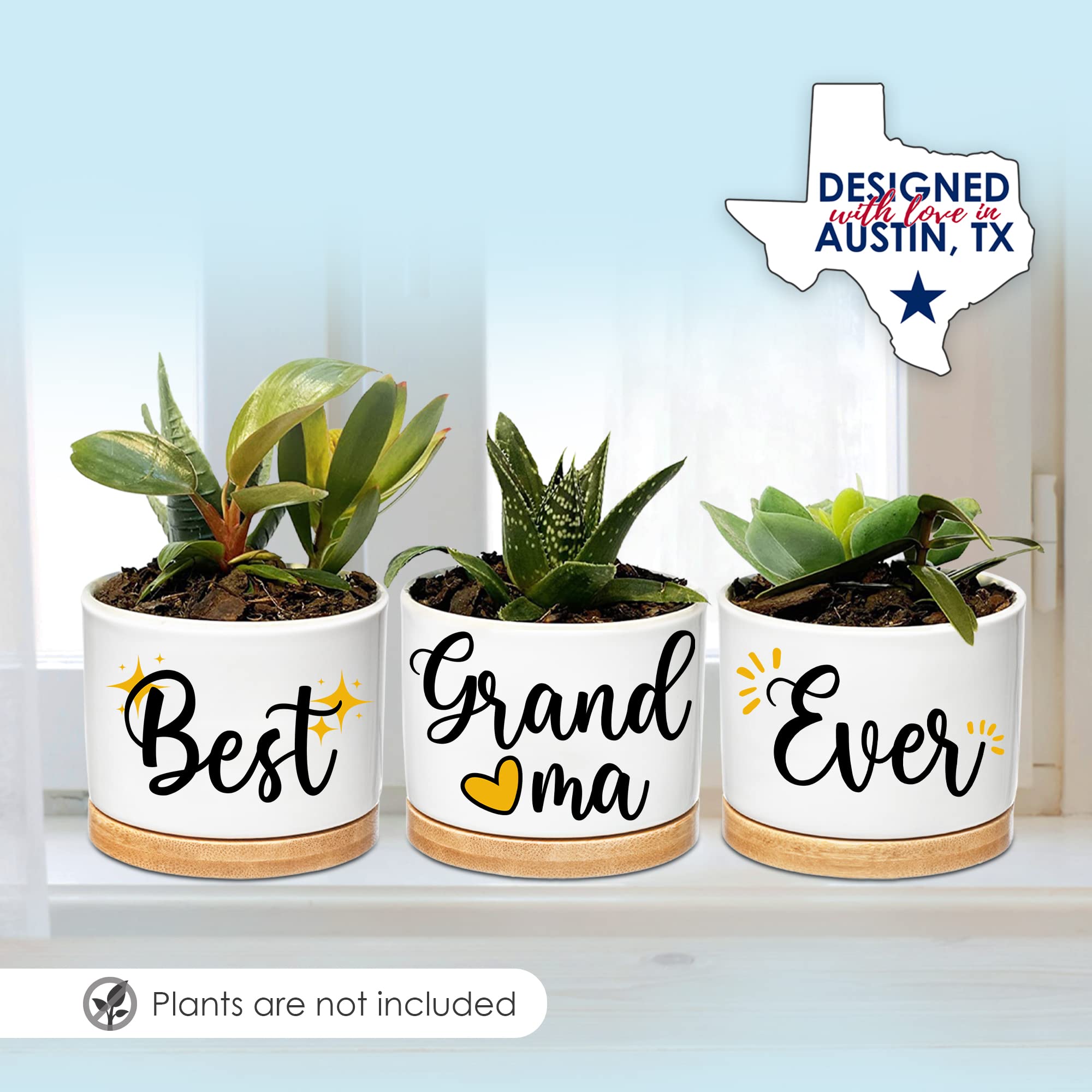 Best Grandma Ever Planters - Thoughtful Gifts for Grandma from Granddaughter & Grandson | Unique Birthday Gifts for Grandmother | Perfect for Home Decor, Garden Planting & Special Occasions