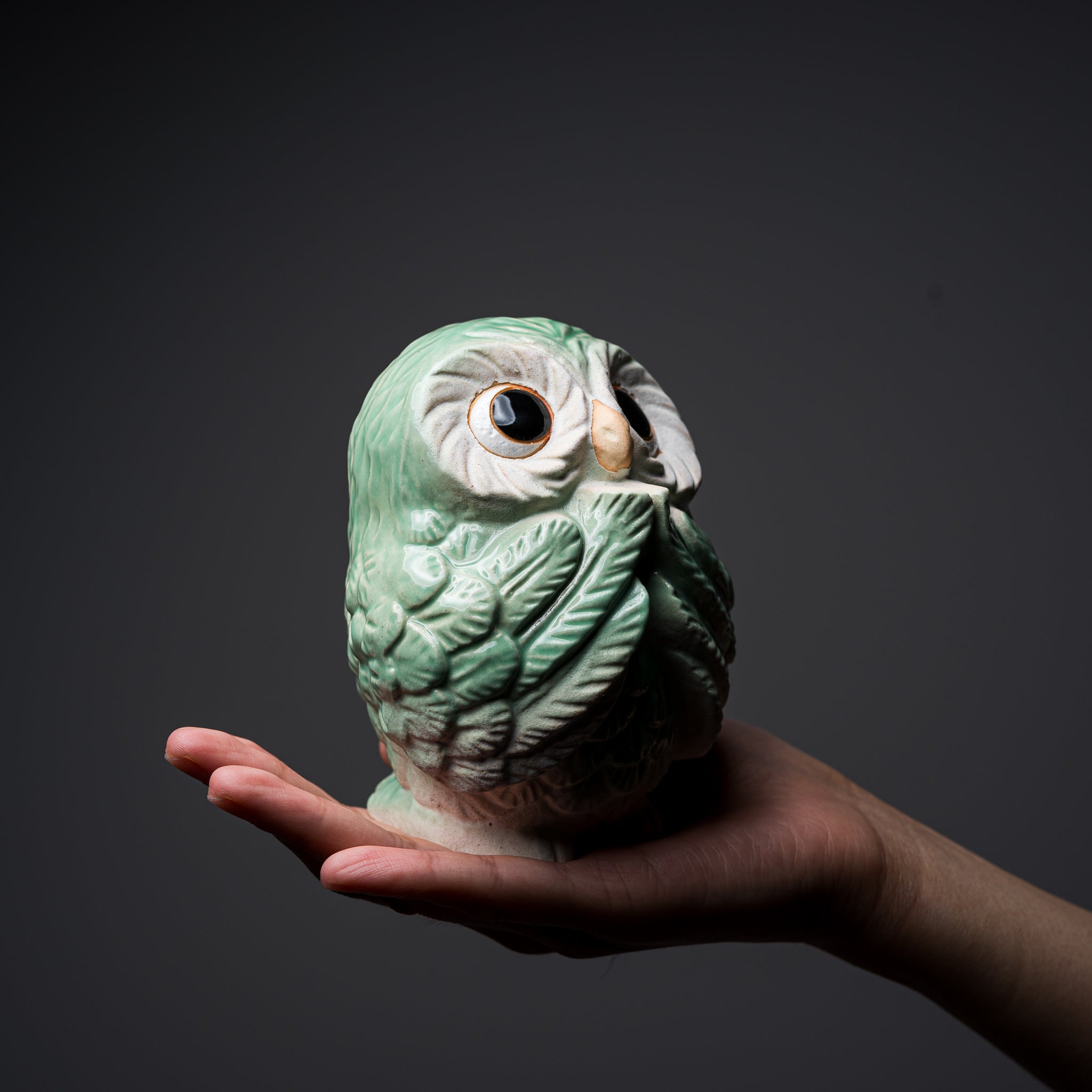 Authentic Japanese Shigaraki Ware Lucky Owl Ornament - 12cm Handcrafted Ceramic Melon Design for Home Decor & Good Fortune Gift