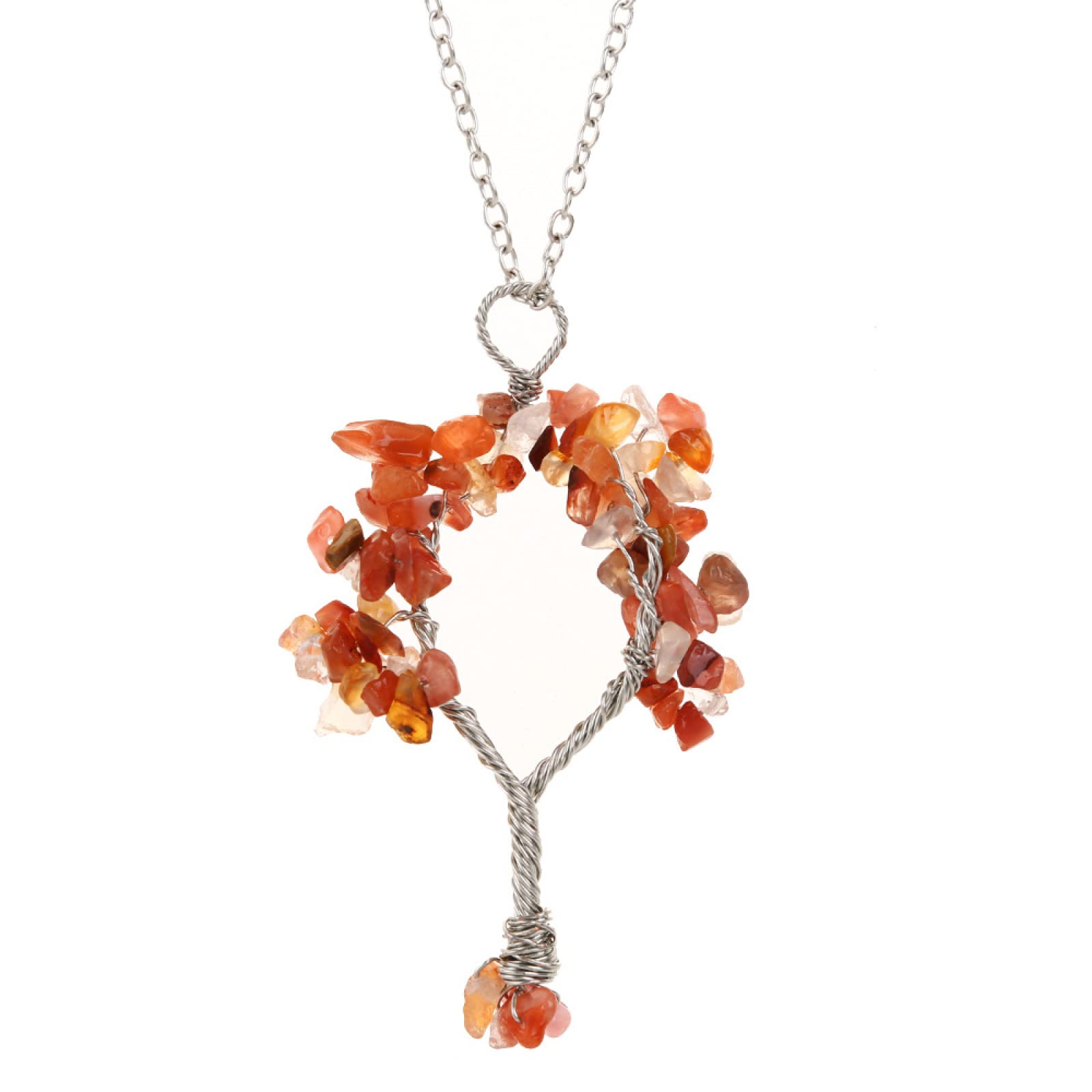 Handmade Tree of Life Pendant Necklace - Natural Redstone, Fluorite & Aventurine Gemstone Jewelry for Women | Spiritual Healing, Meditation & Gift Giving