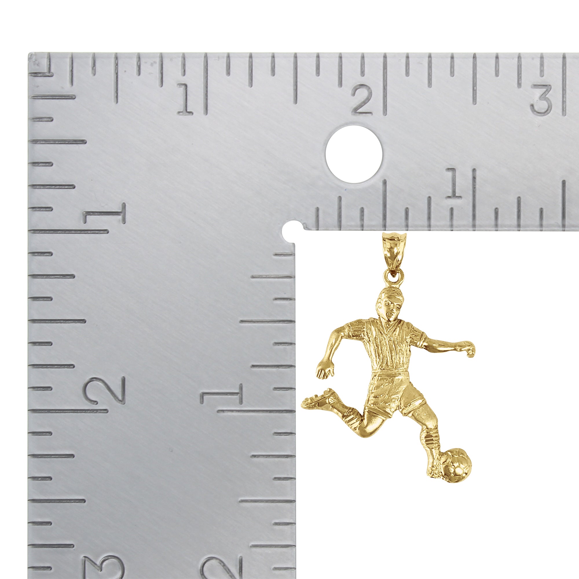 14K Yellow Gold Soccer Player Charm with Diamond Cuts - Perfect Gift for Football Fans & Jewelry Lovers | Game Day, Birthday, Anniversary & Special Occasions