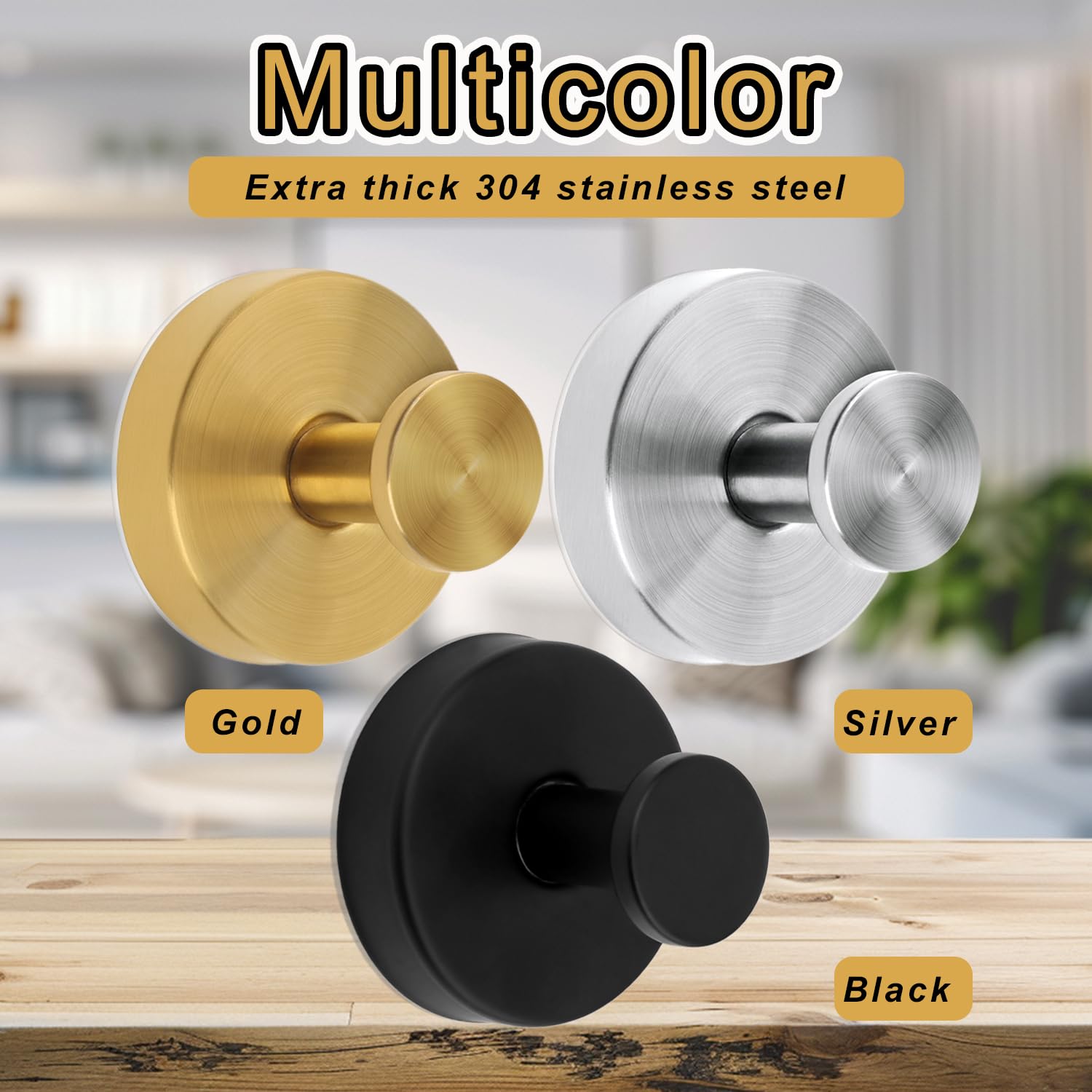 2-Pack Premium Stainless Steel Suction Cup Hooks - Heavy Duty Shower Hooks for Bathroom, Kitchen & Glass - Strong Adhesive Towel & Coat Hooks for Mirror, Tile & Smooth Surfaces (Black) - Perfect for Hanging Robes, Towels & Accessories in Showers & Bathrooms