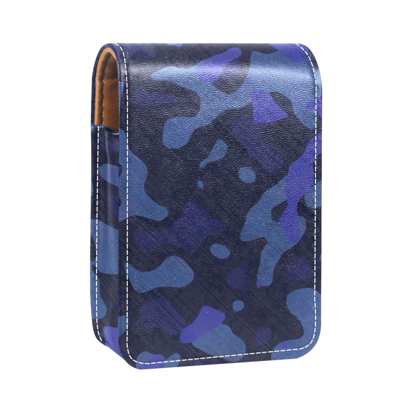 Personalized Lipstick Case - Portable Makeup Bag & Cosmetic Pouch Organizer with Blue Watercolor Camouflage Pattern - Perfect for Travel, Home Storage & Gift Giving