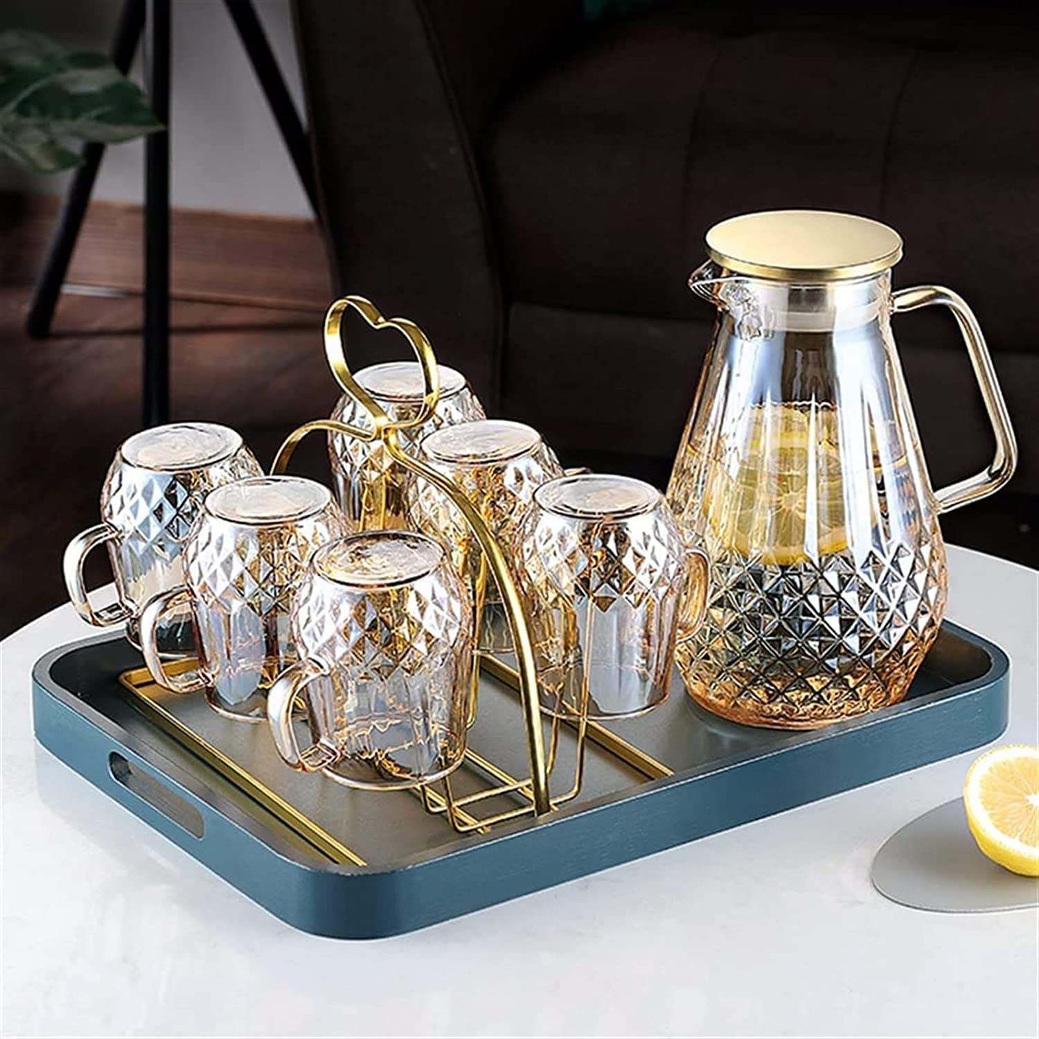 Premium Glass Tea Kettle Set - Heat Resistant & Large Capacity Cold Brew Pitcher - Perfect for Iced Tea, Herbal Infusions & Home Brewing (One Color) - Ideal for Kitchen, Office & Outdoor Use