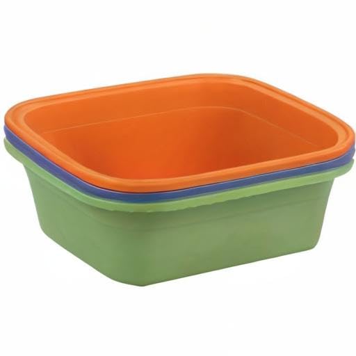 **18 Quart Large Plastic Dish Pans - Set of 3, Heavy-Duty Wash Basin for Kitchen, Bathroom, Laundry & Camping | Durable & Multipurpose Storage Bin**
