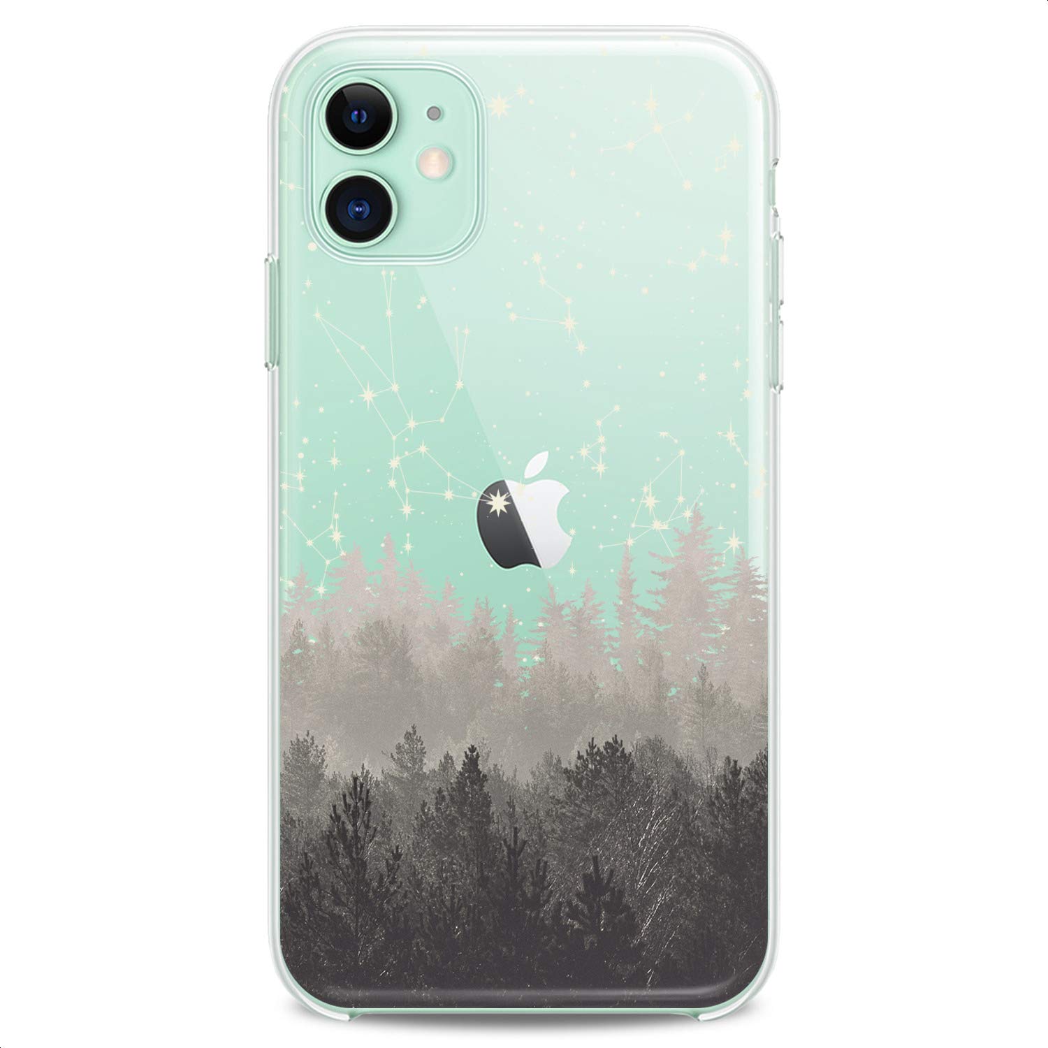 Premium TPU Phone Case for iPhone 16/15/14/13/12/11 Pro Max/Plus/Mini/XS/XR/X/8/7/6/5/SE - Foggy Forest Print Clear Slim Flexible Protective Cover - Cute Nature Art Design for Men & Women - Perfect for Outdoor Adventures & Daily Use