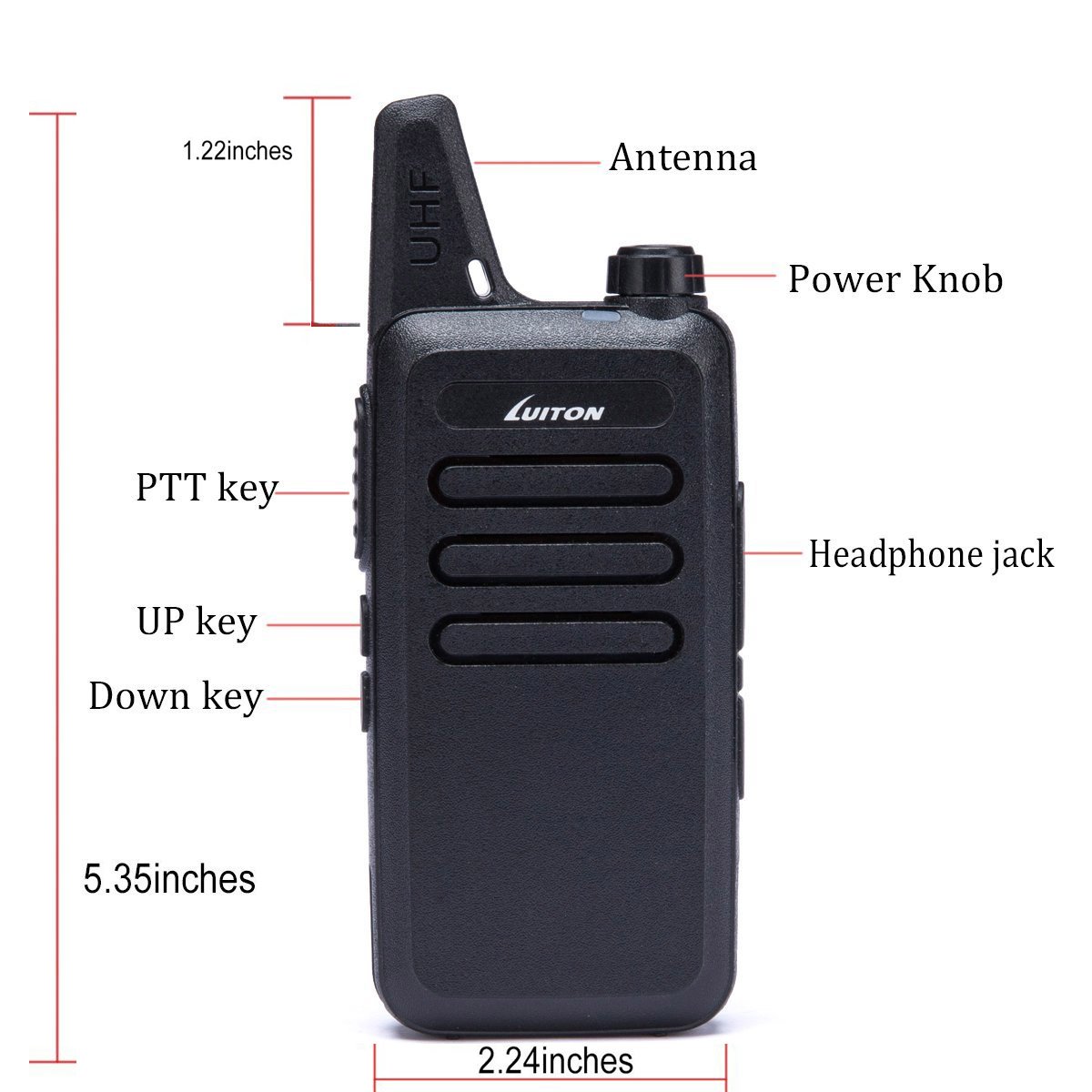 LT-316 GMRS Walkie Talkies for Adults - 3 Watts Output, 5-10 Miles Range, UHF Two Way Radios with Micro USB Charging - Perfect for Outdoor Camping, Hiking, Hunting & Emergency Communication (Pair, Black)