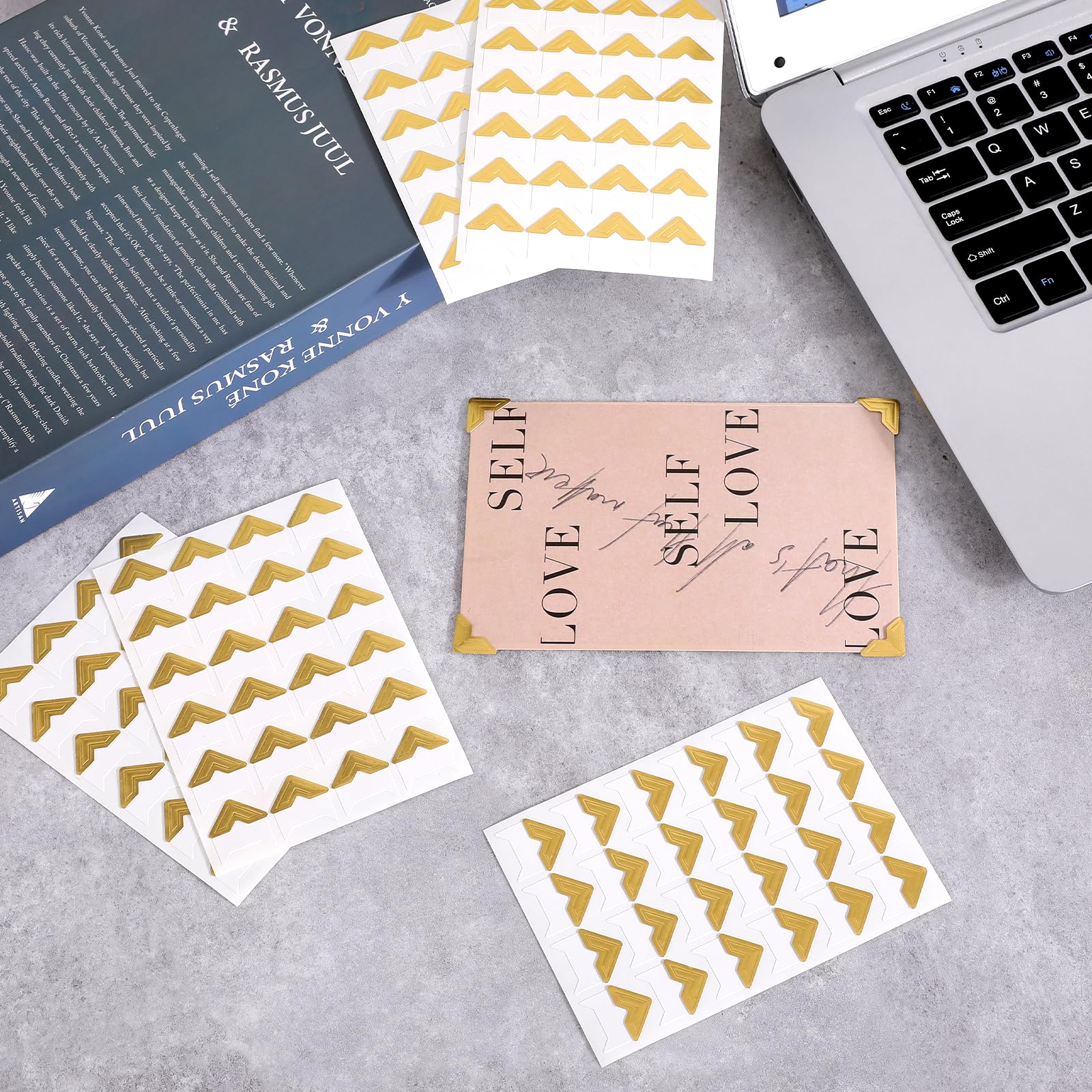 240 Pcs Gold Self-Adhesive Photo Corners for Scrapbooking & Albums - Perfect for Memory Books & Picture Frames