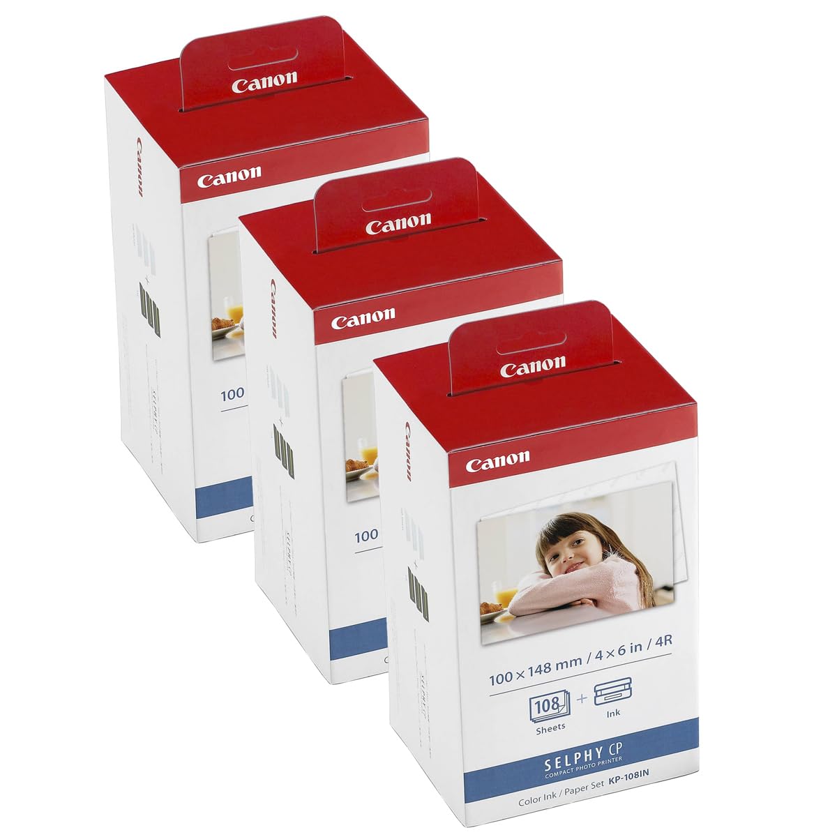 Canon KP-108IN 3-Pack Color Ink Cartridges & Photo Paper Set - Compatible with PIXMA Printers | High-Quality Photo Printing for Home, Office & Creative Projects