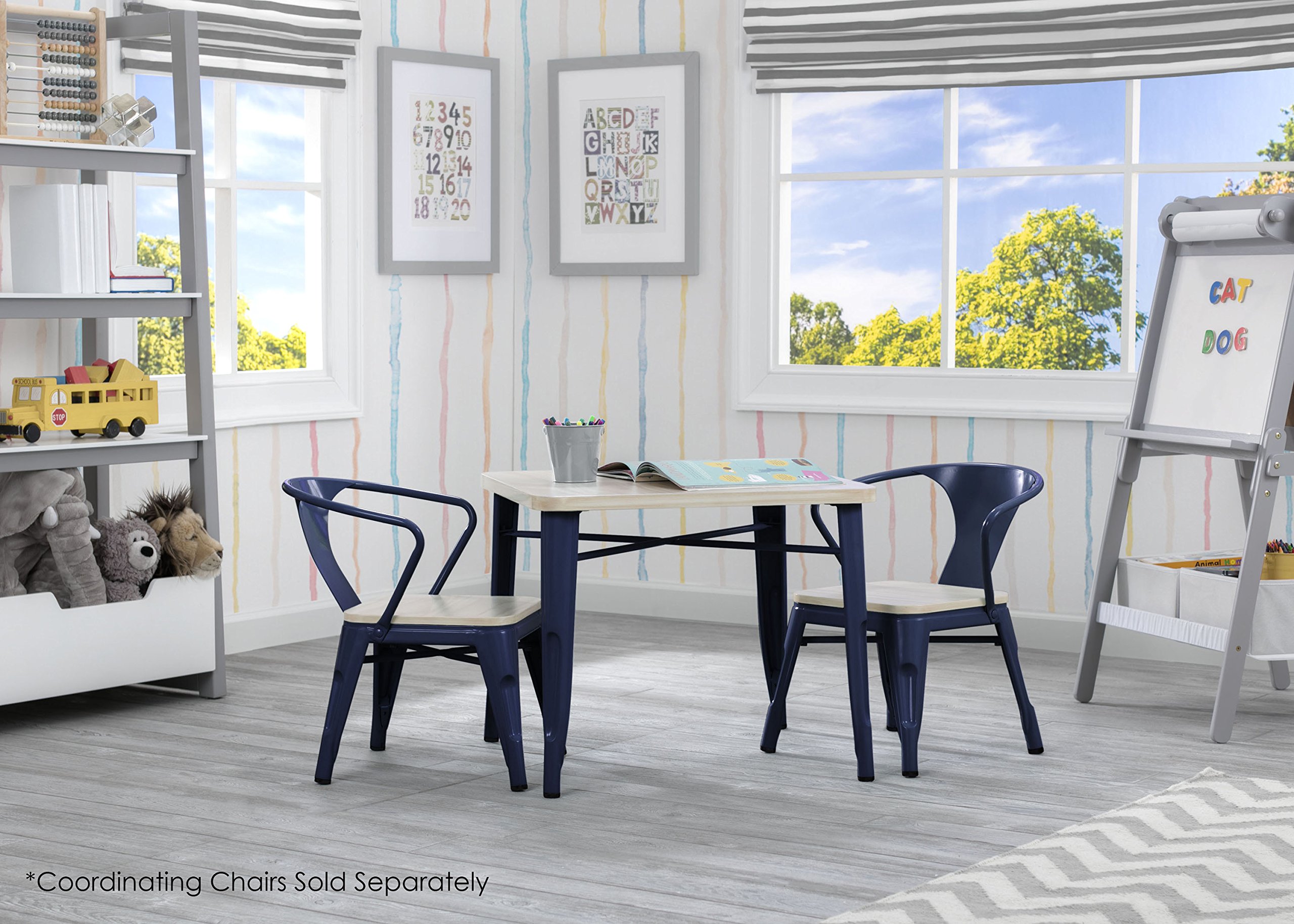 Delta Children Bistro Kids Play Table - Sturdy Wooden Activity Table for Arts & Crafts, Snack Time, Homeschooling & Homework | Perfect for Playrooms, Classrooms & Daycares | Navy & Driftwood Design